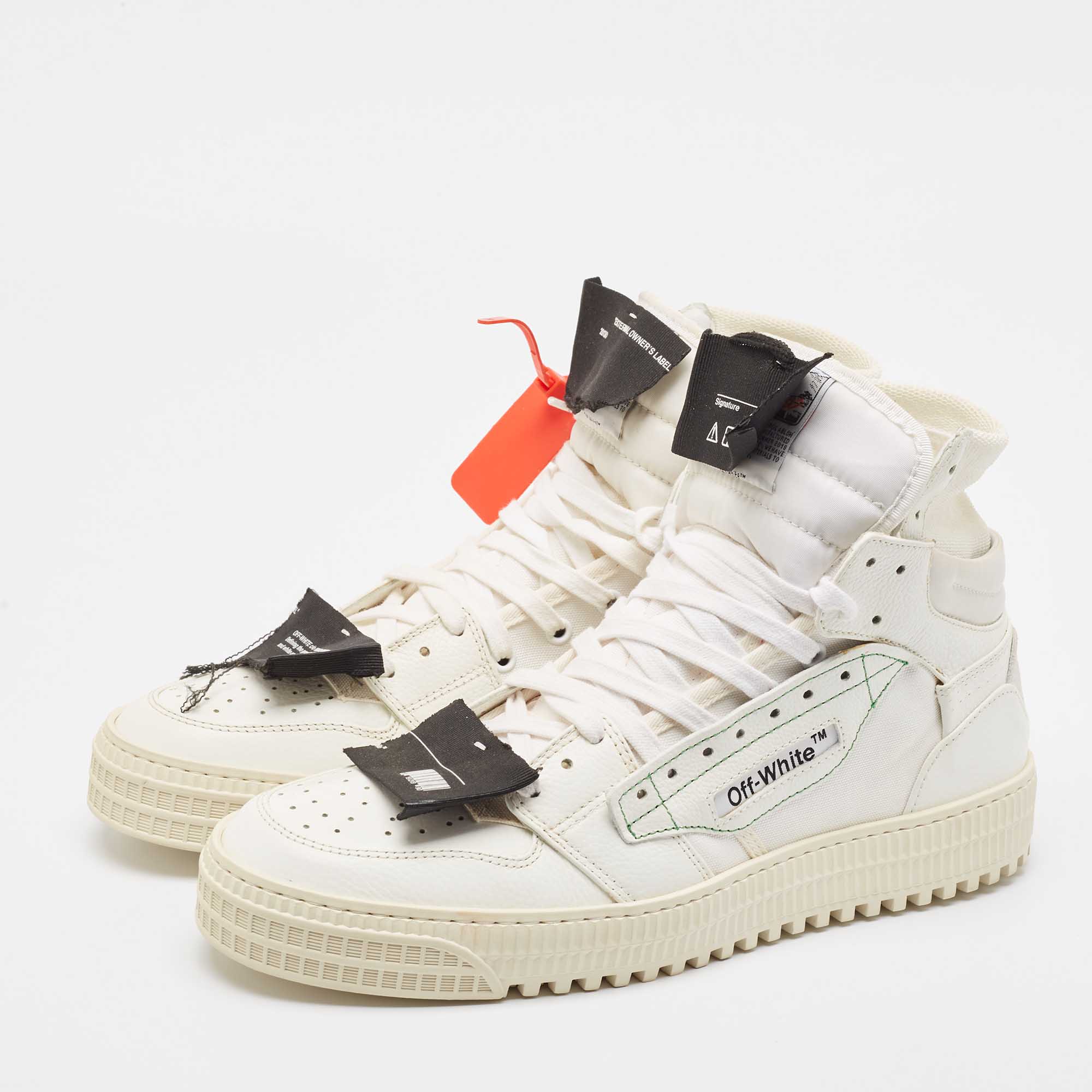 Off-White White Leather And Canvas  3.0 Off Court Sneakers Size 43