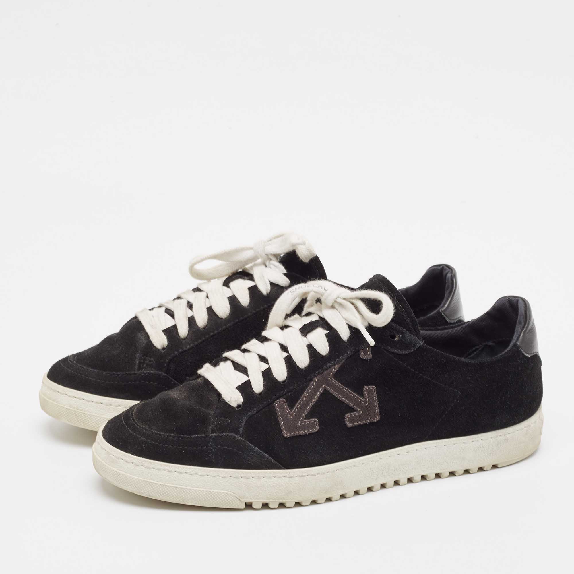 Off-White Black Leather And Suede Vulcanized Sneakers Size 41