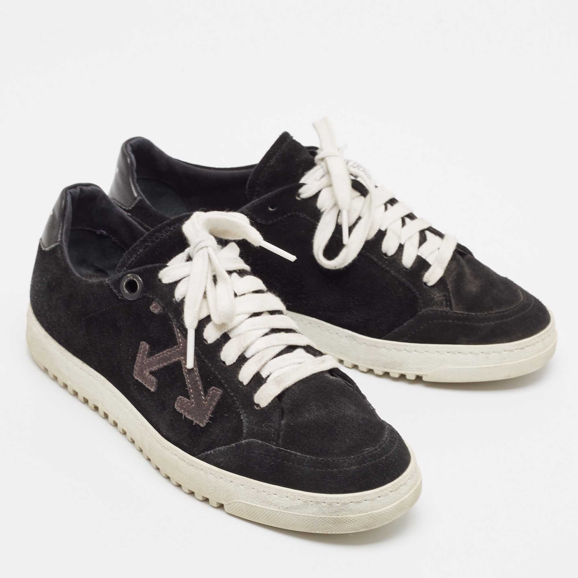 Off-White Black Leather And Suede Vulcanized Sneakers Size 41