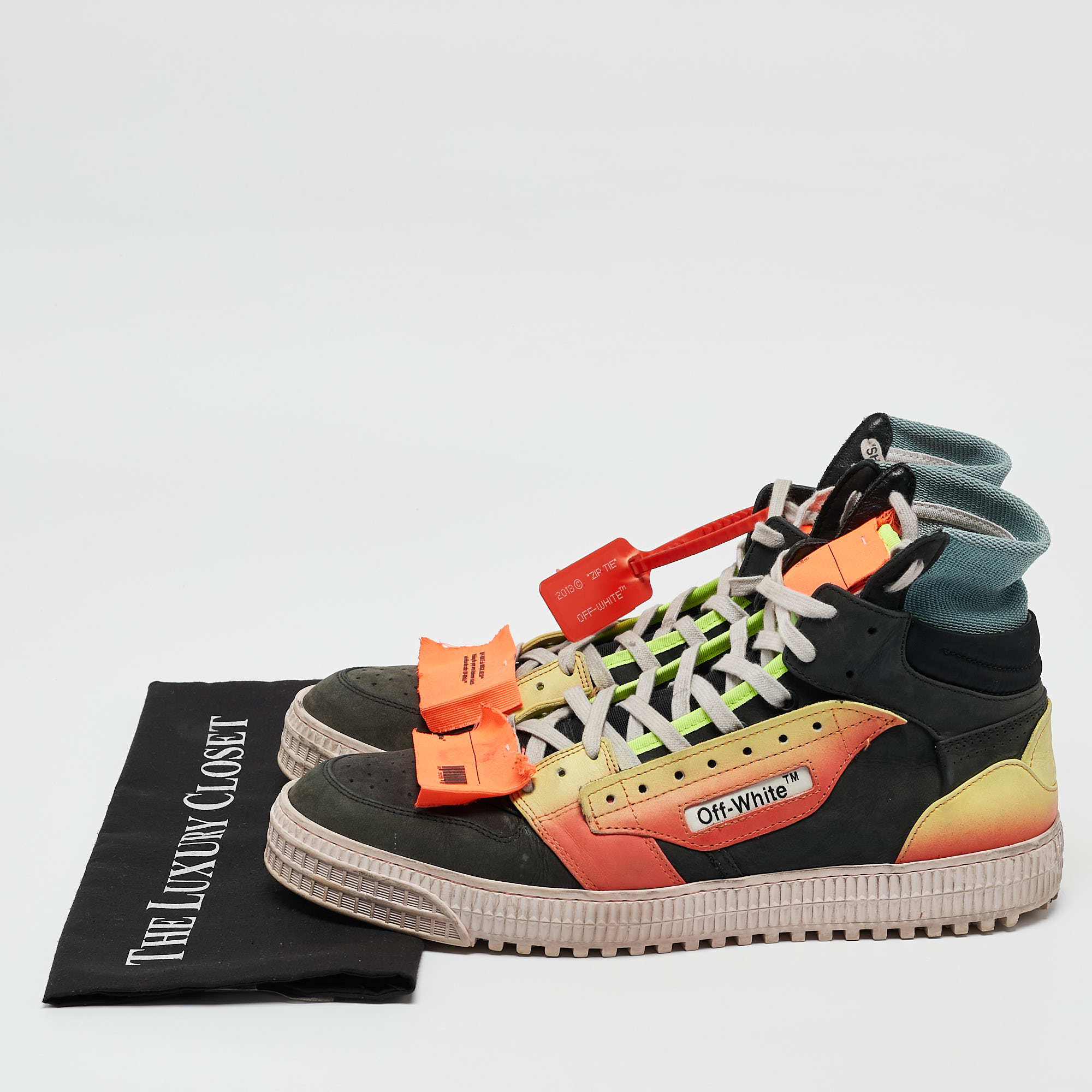 Off-White Multicolor Nubuck Leather Off Court High Top Sneakers Size 44