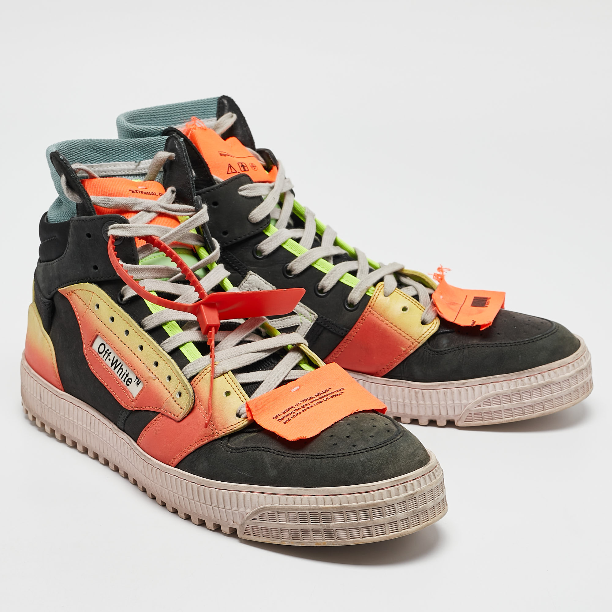 Off-White Multicolor Nubuck Leather Off Court High Top Sneakers Size 44