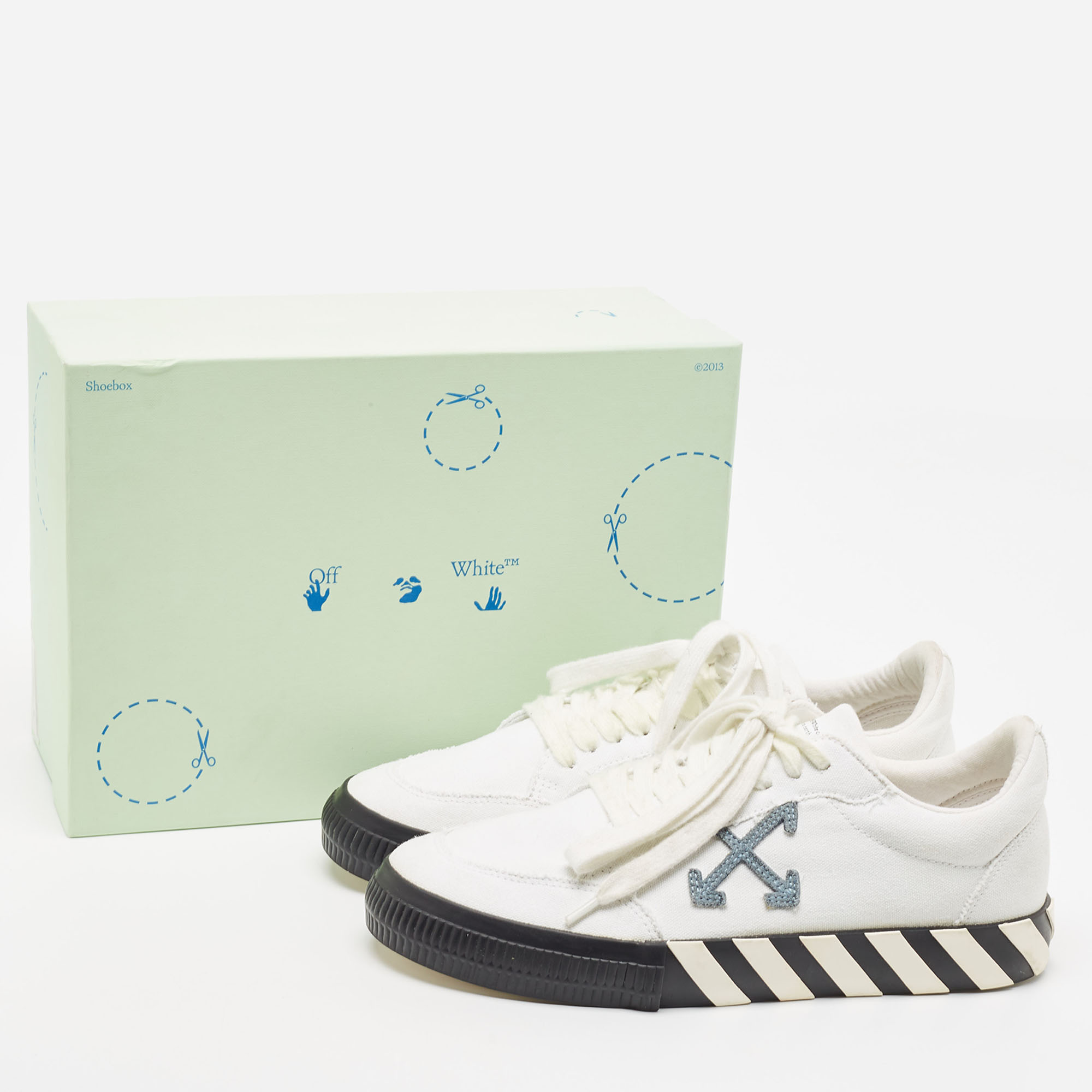 Off-White White Canvas Vulcanized Low Top Sneakers Size 42
