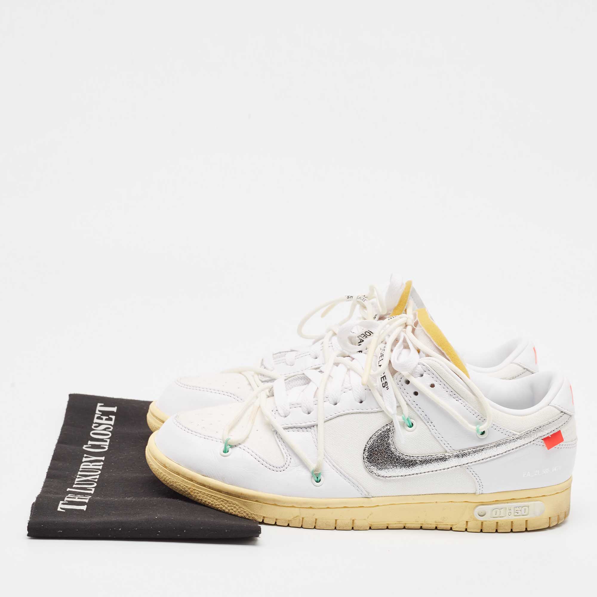 Off-White X Nike White Canvas And Leather Lot 1 Sneakers Size 43