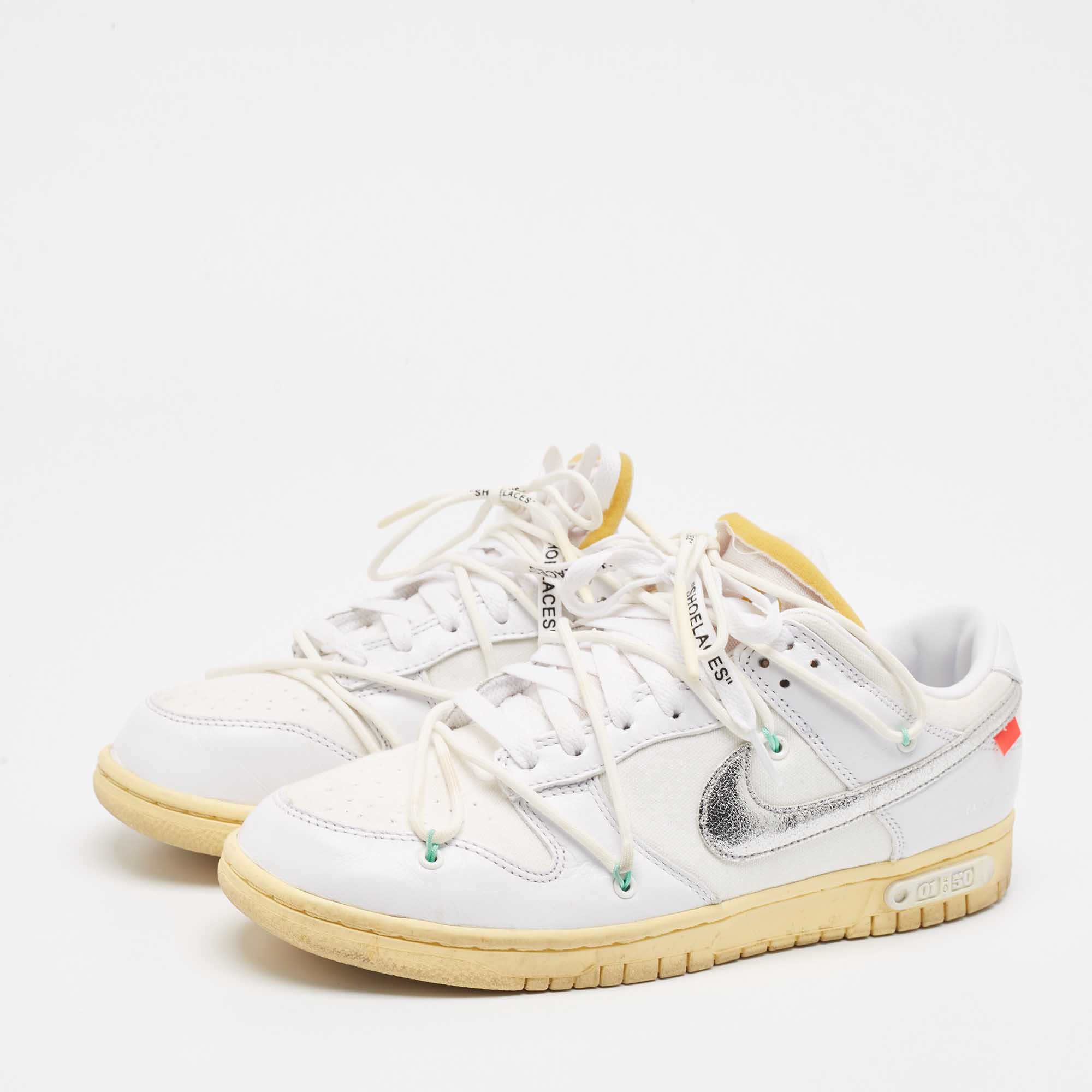 Off-White X Nike White Canvas And Leather Lot 1 Sneakers Size 43