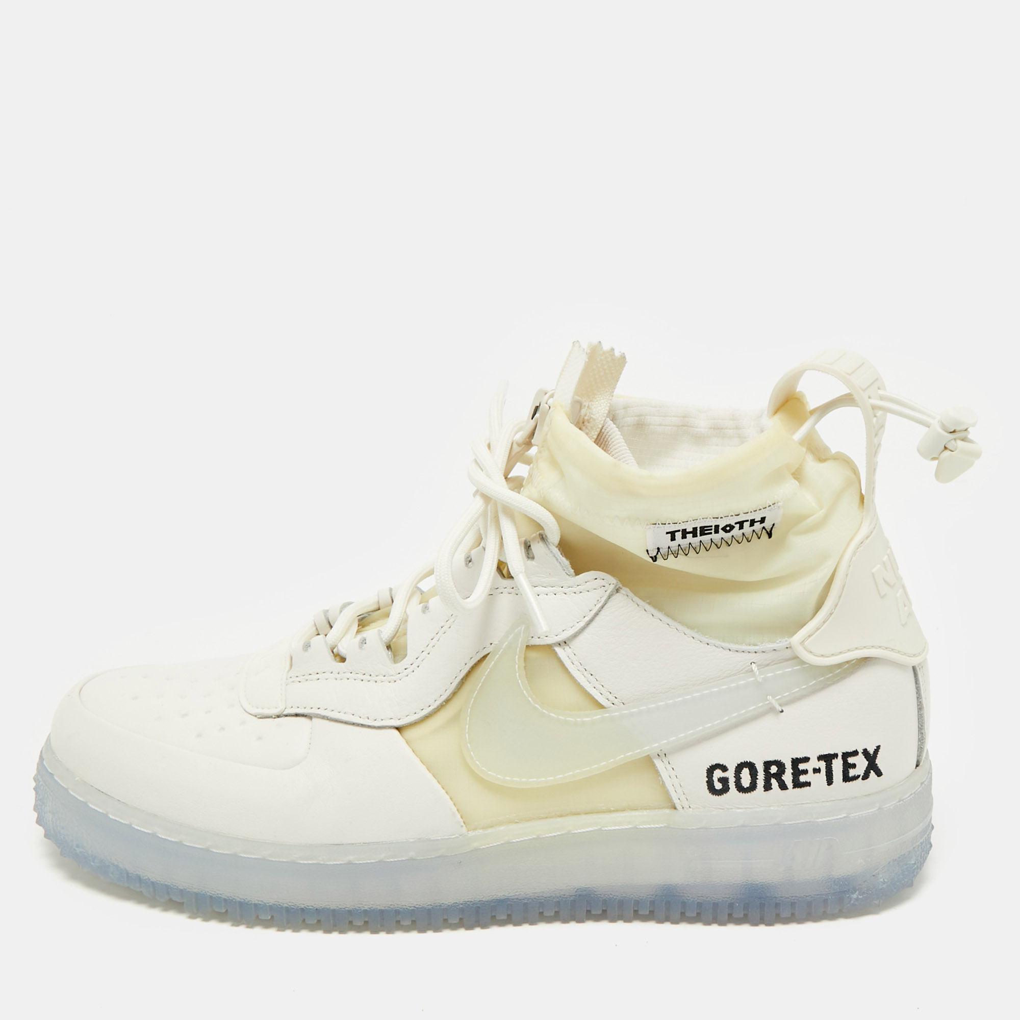 Off-White x Nike White Fabric and Leather Air Force1 Gore High Top Sneakers Size 43
Off-White x Nike White Fabric and Leather Air Force1 Gore High Top Sneakers Size 43