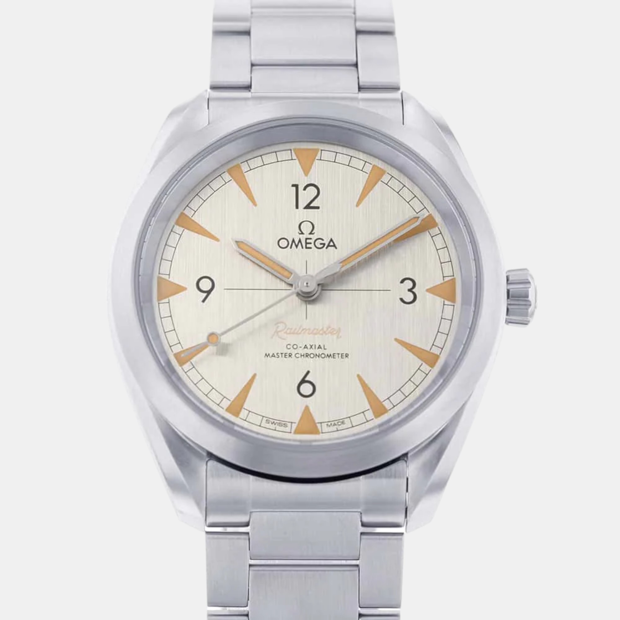 Omega grey stainless steel seamaster railmaster 220.10.40.20.06.001 automatic men's wristwatch 40 mm
