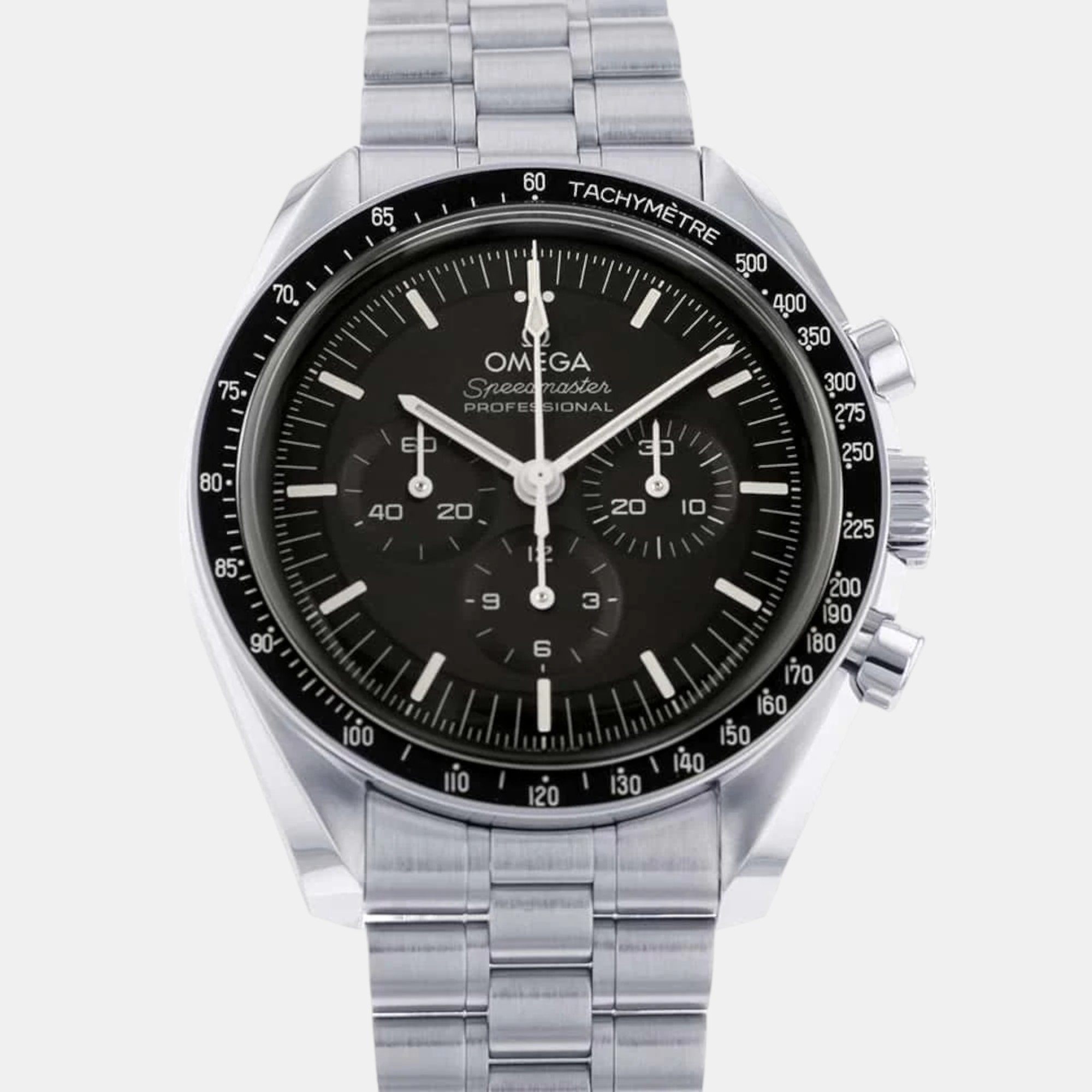 Omega black stainless steel speedmaster 310.30.42.50.01.001 manual winding men's wristwatch 42 mm