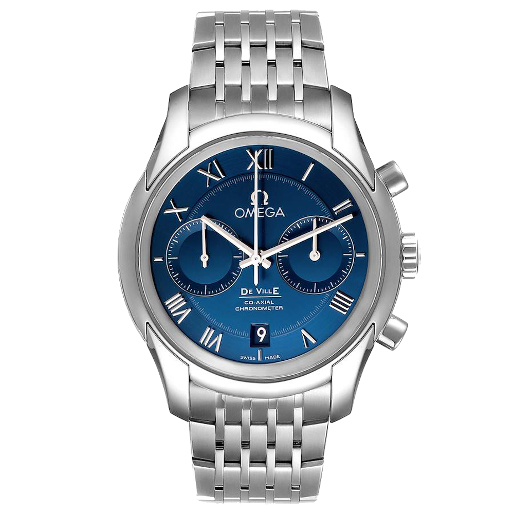 Omega Blue Stainless Steel Ville Co-Axial Chronograph 431.10.42.51.01.001 Men's Wristwatch 42 MM