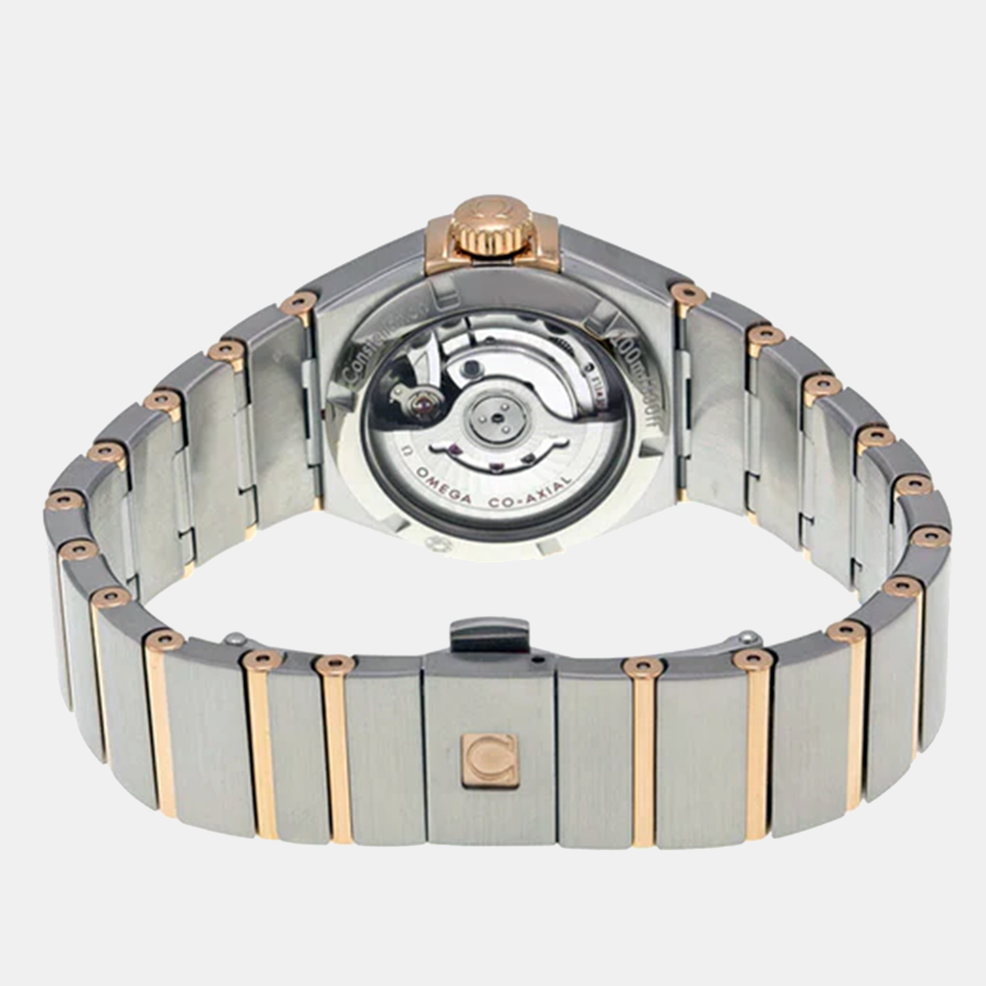Omega Brown MOP Diamond 18K Rose Gold Stainless Steel Constellation 123.25.27.20.57.001 Women’s Wristwatch 27 Mm