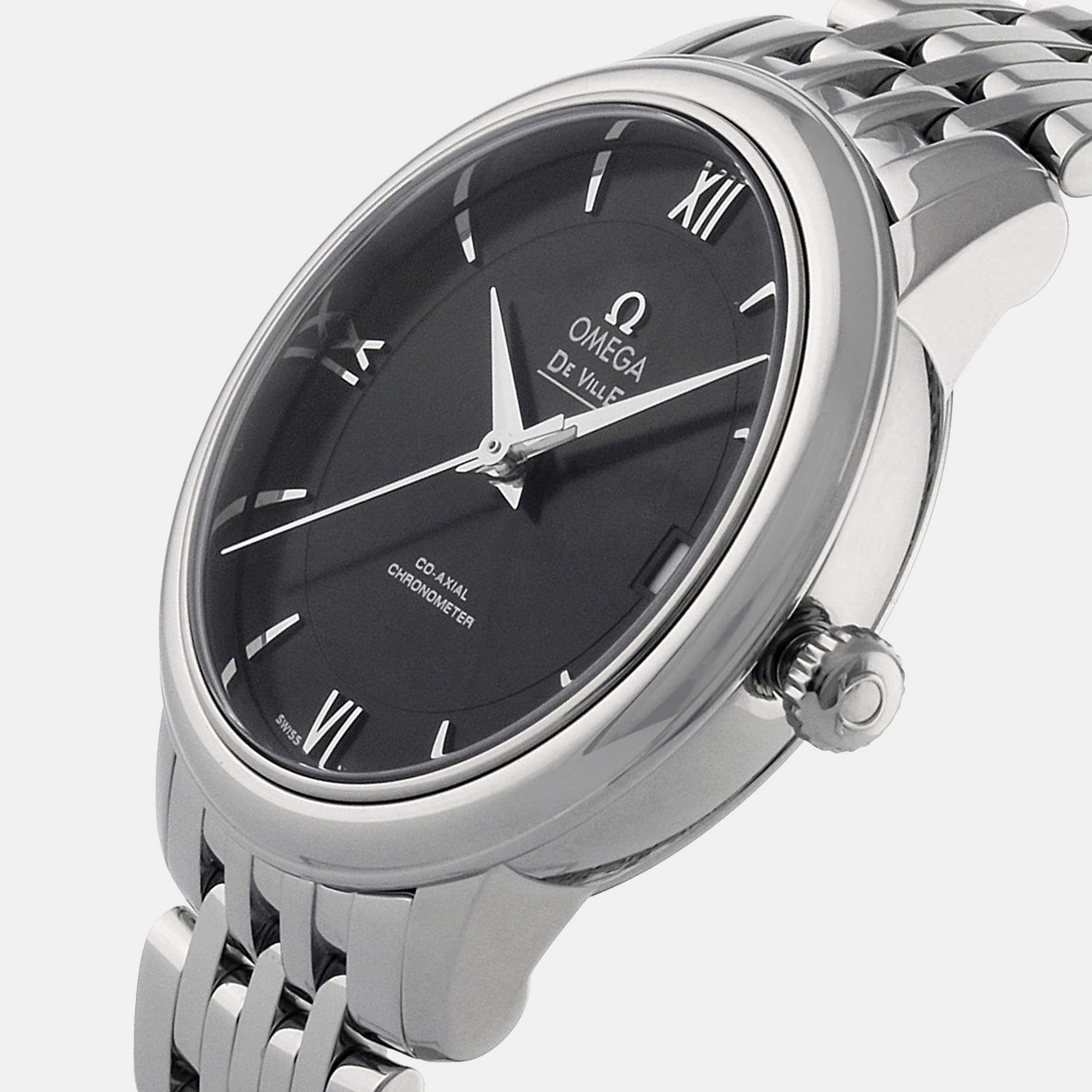 Omega Black Stainless Steel De Ville Prestige 4510.52.00 Men’s Wristwatch 34 Mm