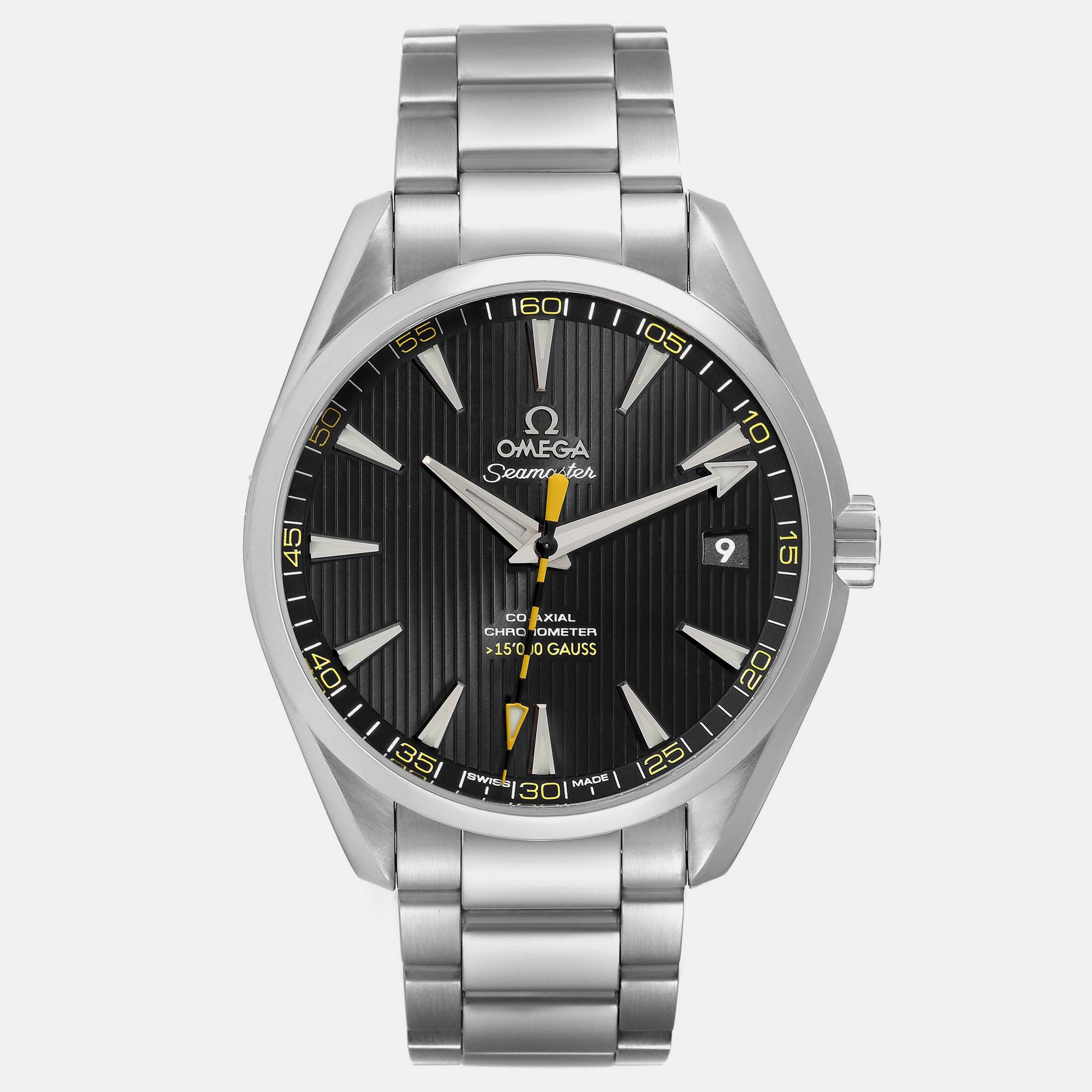 Omega black stainless steel seamaster aqua terra 231.10.42.21.01.002 automatic men's wristwatch 41.5 mm