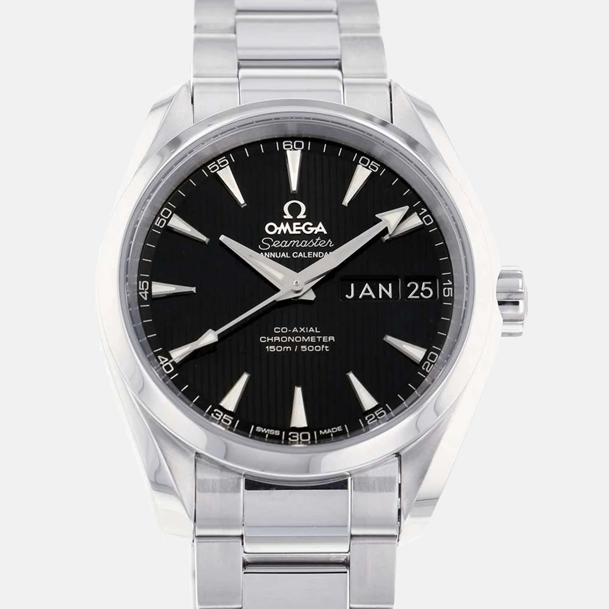 Omega Black Stainless Steel Seamaster Aqua Terra 231.10.39.22.01.001 Automatic Men's Wristwatch 38.5 Mm