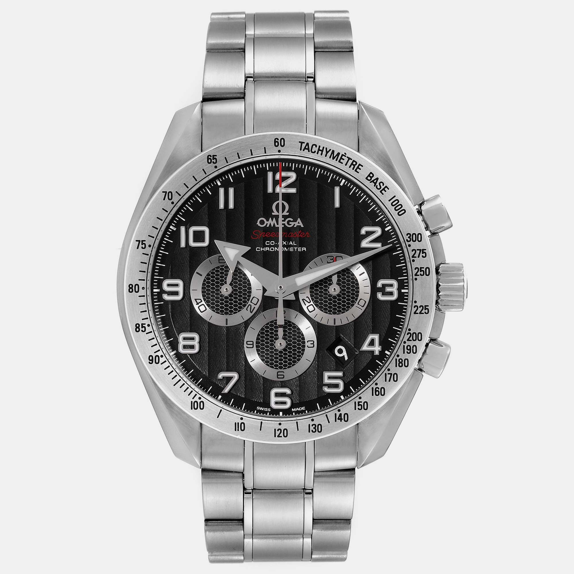 Omega Black Stainless Steel Speedmaster 321.10.44.50.01.001 Automatic Men's Wristwatch 44 Mm
