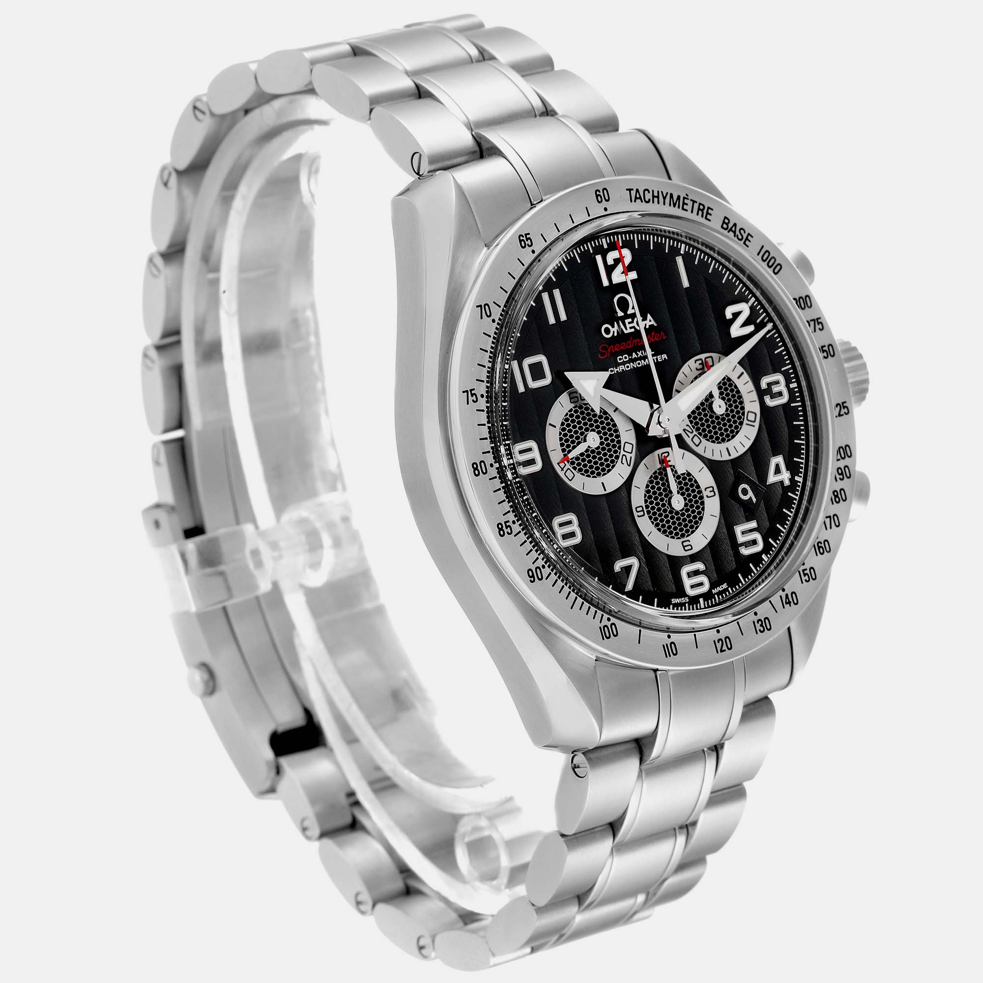 Omega Black Stainless Steel Speedmaster Broad Arrow 321.10.44.50.01.001 Automatic Chronograph Men's Wristwatch 44 Mm