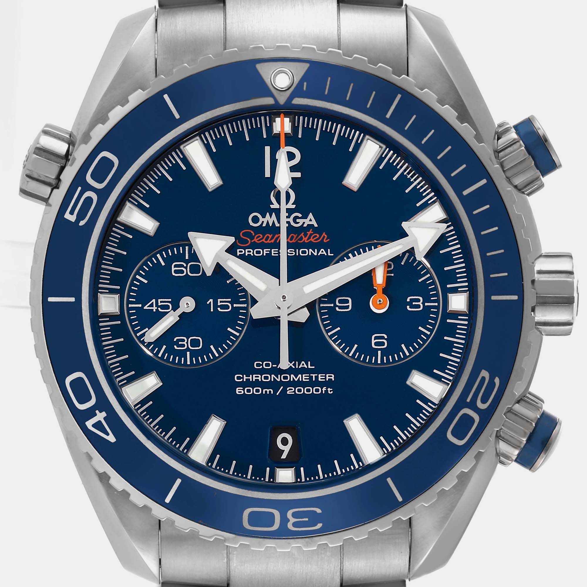 Omega Blue Stainless Steel Seamaster Planet Ocean 232.90.46.51.03.001 Automatic Men's Wristwatch 45.5 Mm