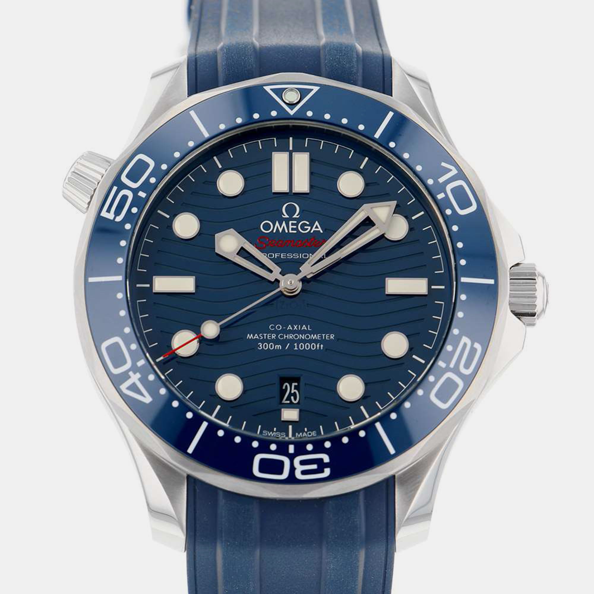 Omega Blue Stainless Steel Seamaster 210.32.42.20.03.001 Automatic Men's Wristwatch 42 Mm