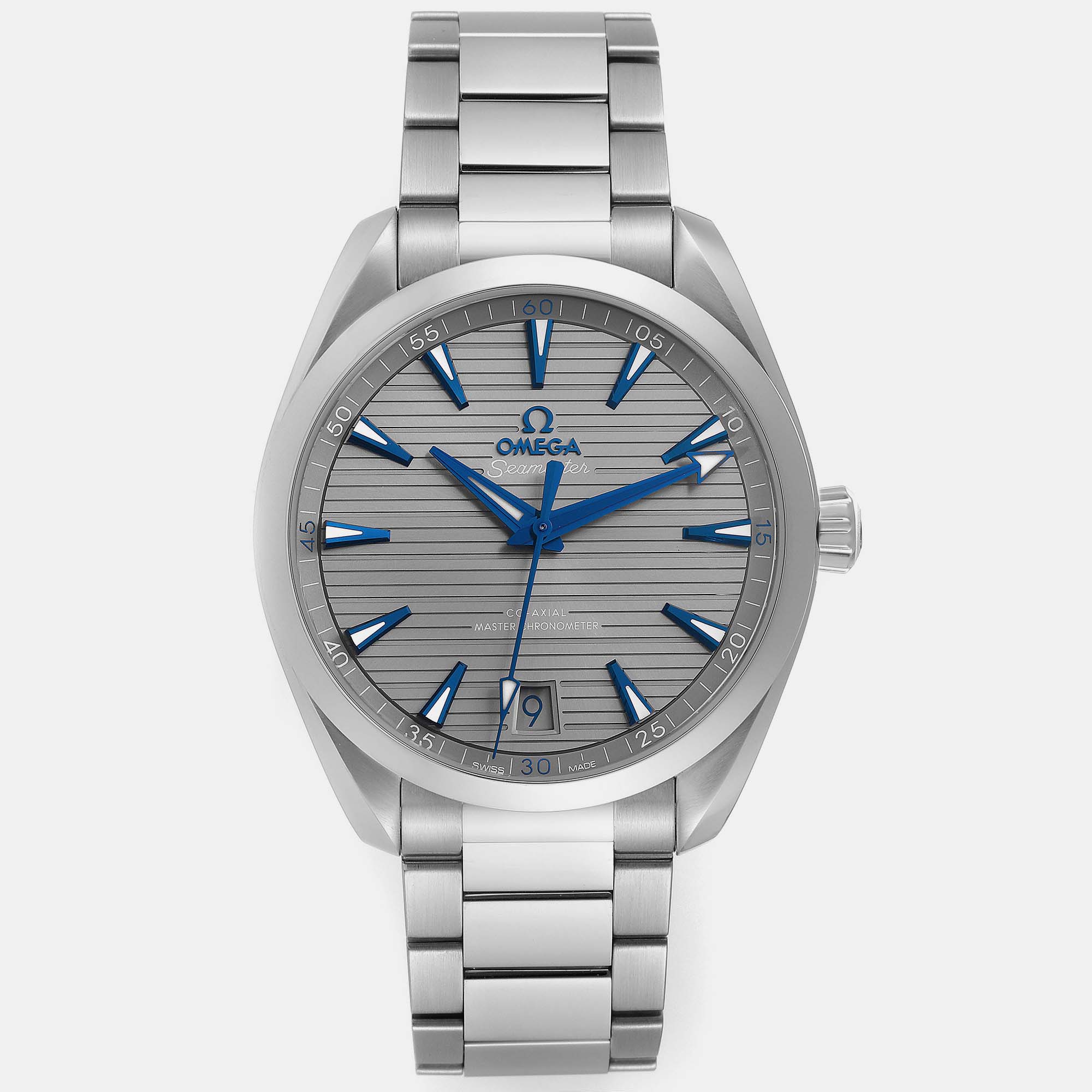 Omega grey stainless steel seamaster aqua terra 220.10.41.21.06.001 automatic men's wristwatch 41 mm