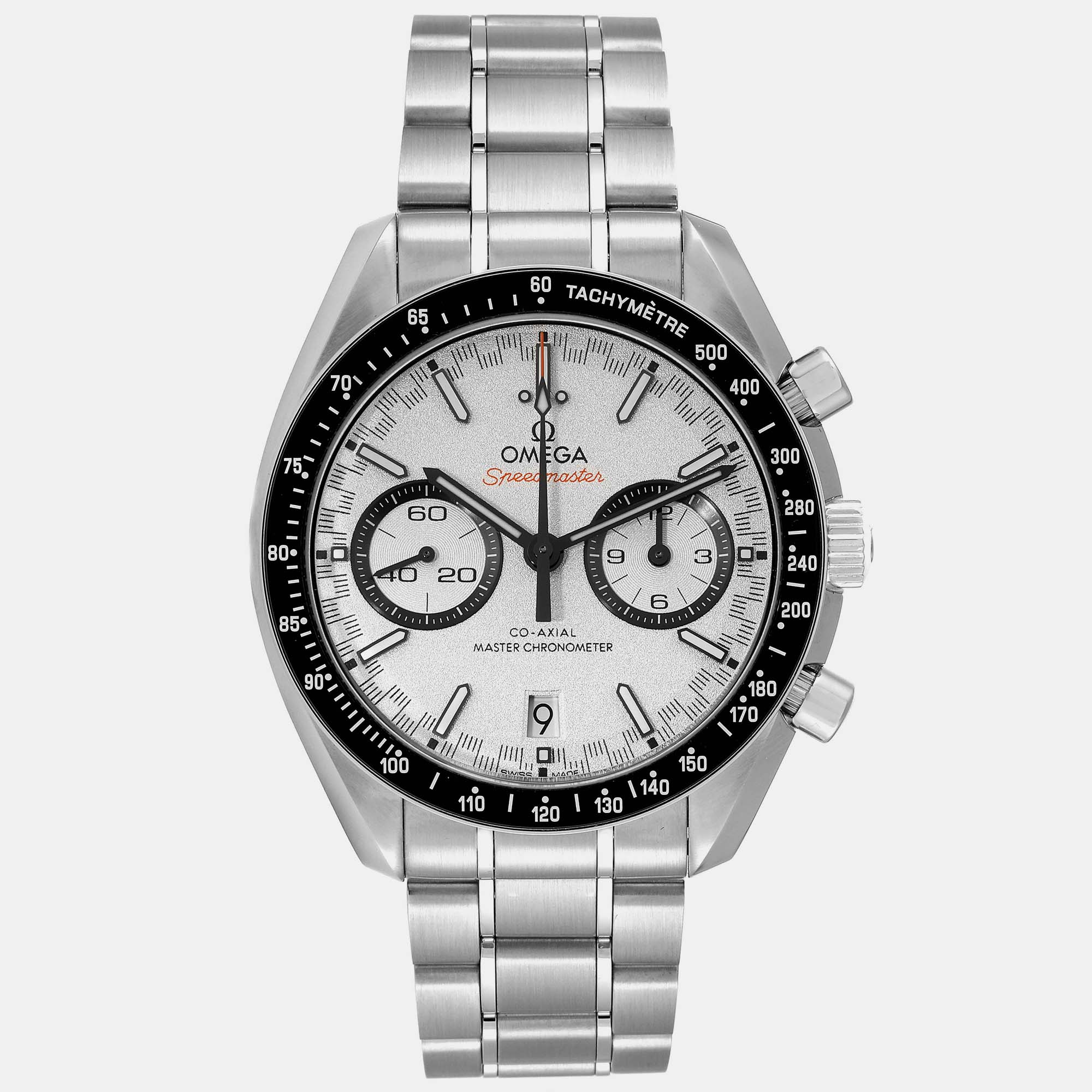 Omega silver stainless steel speedmaster racing 329.30.44.51.04.001 automatic men's wristwatch 44 mm