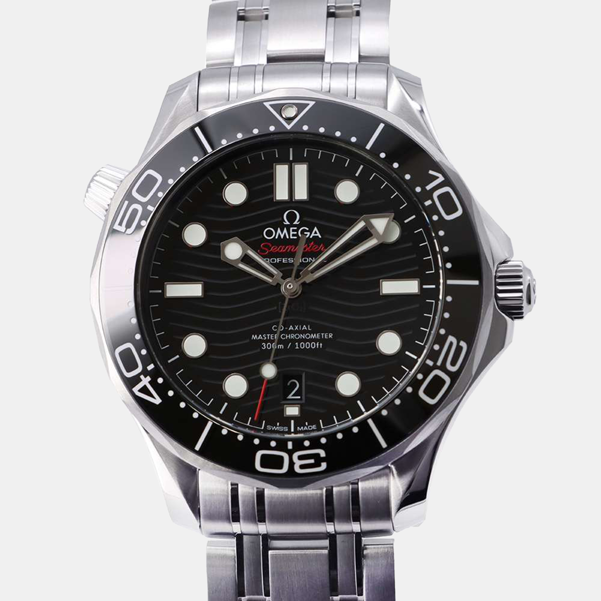 Omega black stainless steel seamaster 210.30.42.20.01.001 automatic men's wristwatch 42 mm