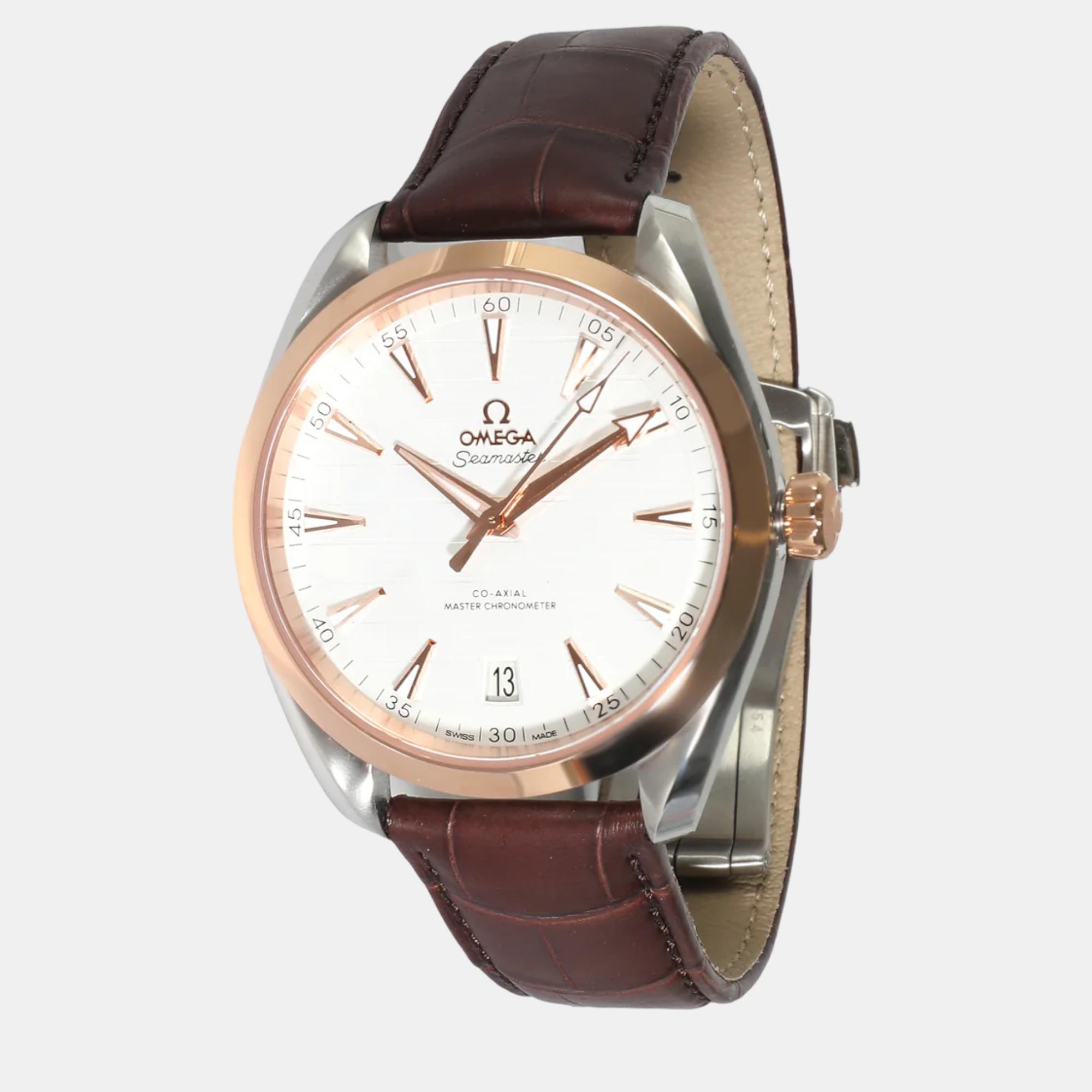 Omega silver 18k rose gold stainless steel seamaster aqua terra 220.23.41.21.02.001 automatic men's wristwatch 41 mm