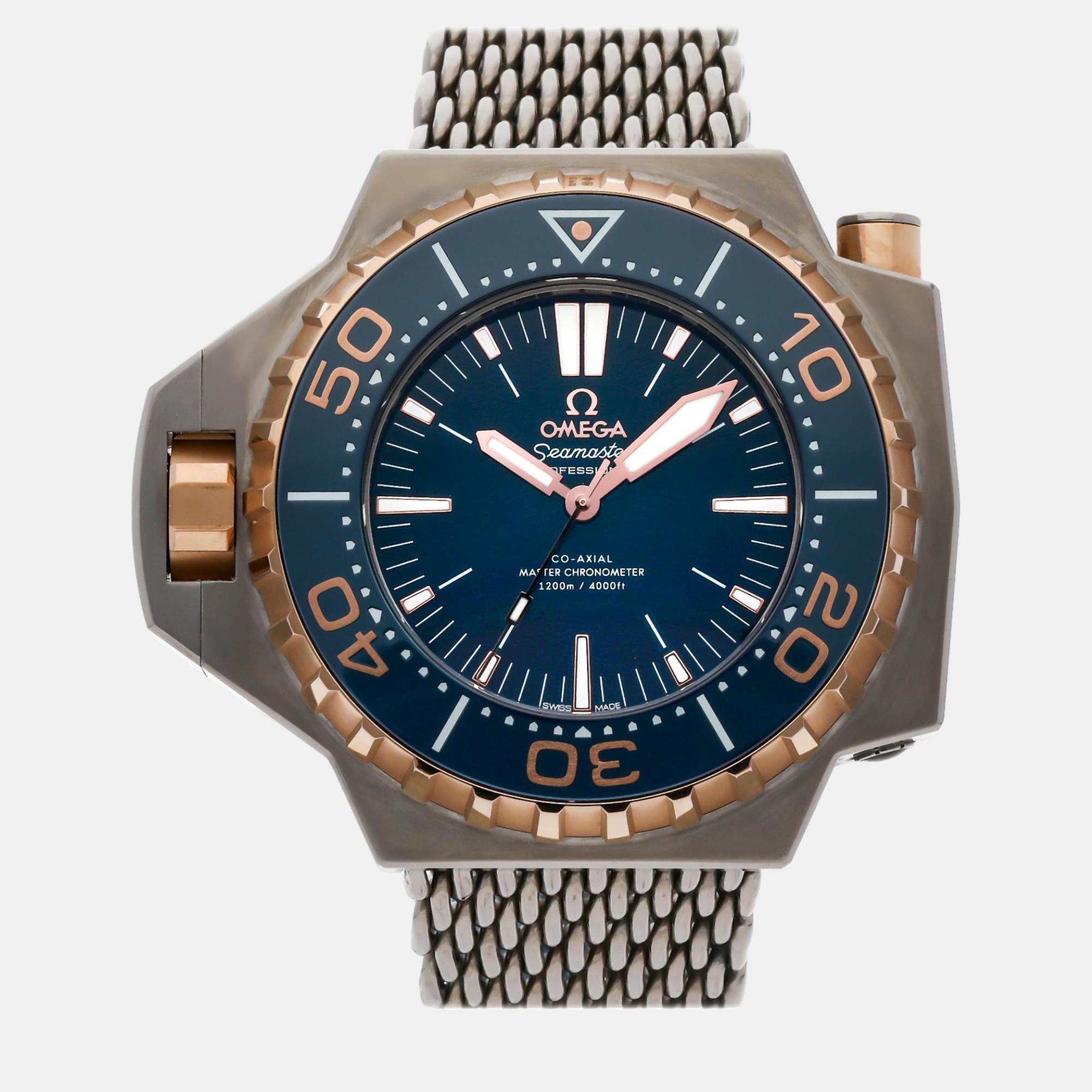 Omega blue titanium seamaster automatic men's wristwatch 48 mm