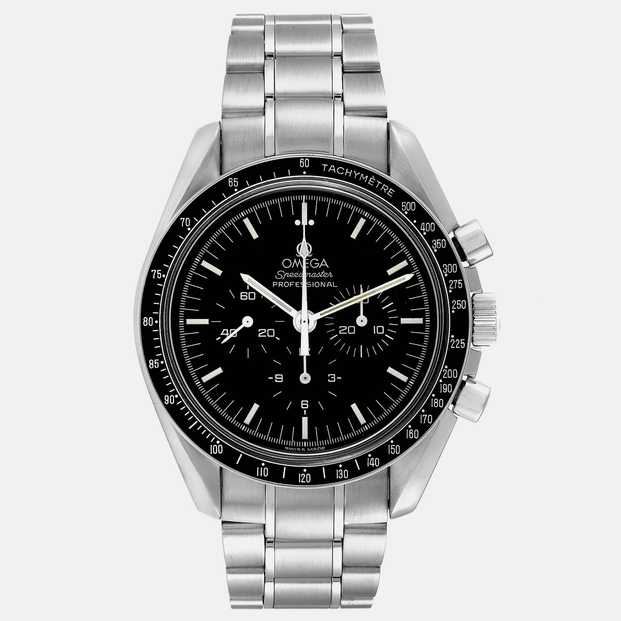 Omega black stainless steel speedmaster 3572.50 manual winding men's wristwatch 42 mm
