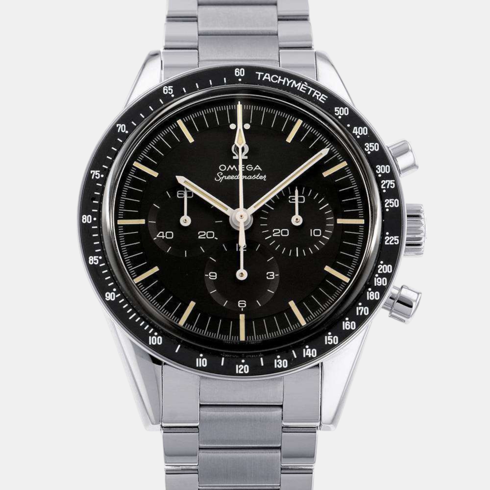 Omega black stainless steel speedmaster moonwatch 311.30.40.30.01.001 manual winding men's wristwatch 40 mm
