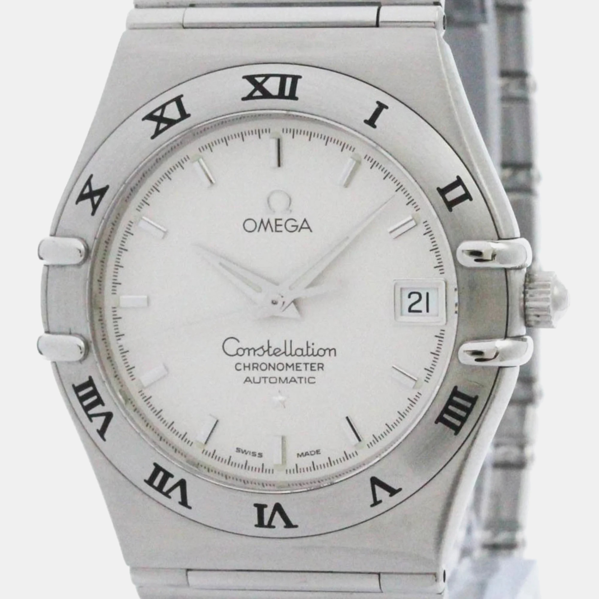 Omega silver stainless steel constellation automatic men's wristwatch 36 mm