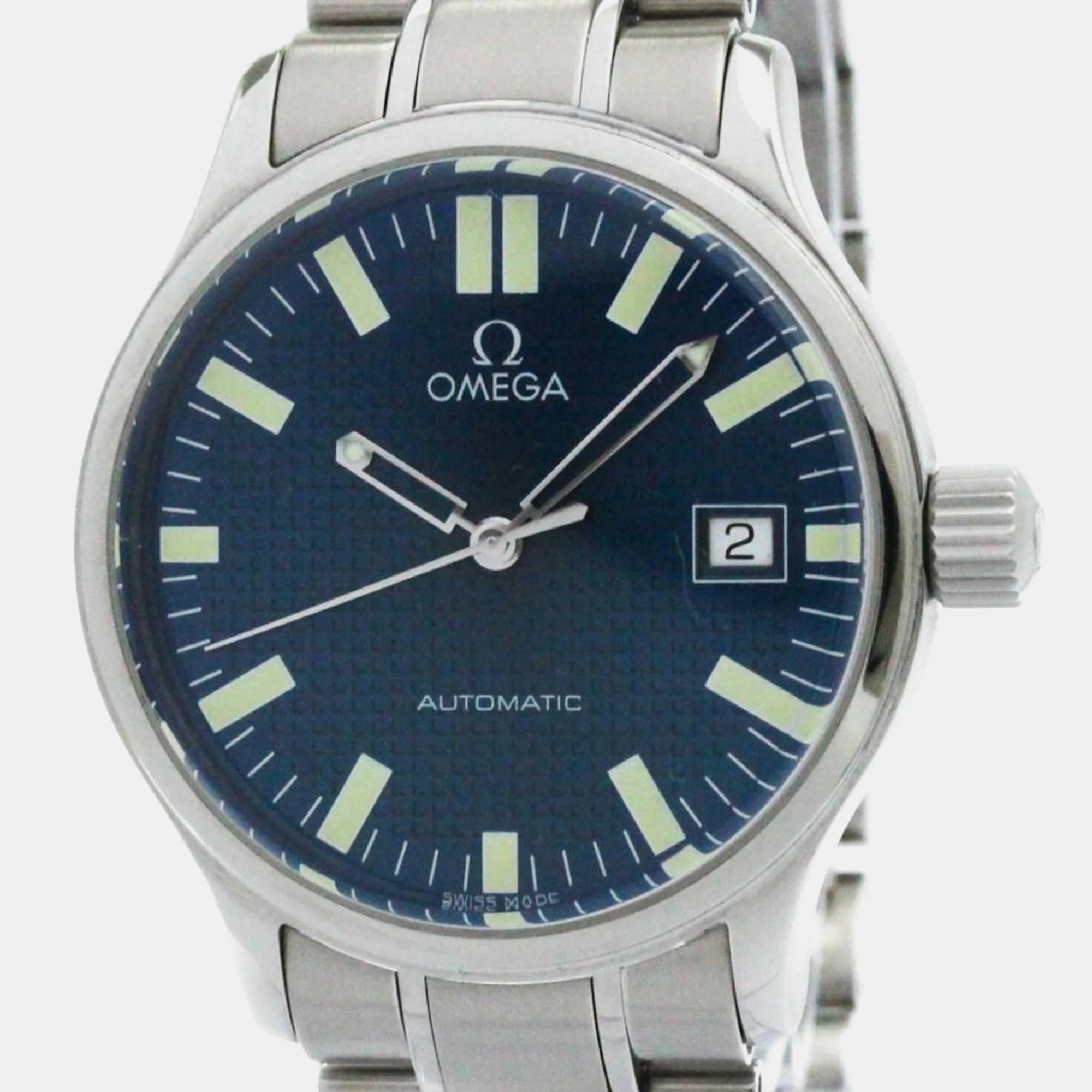 Omega blue stainless steel dynamic automatic men's wristwatch 36 mm