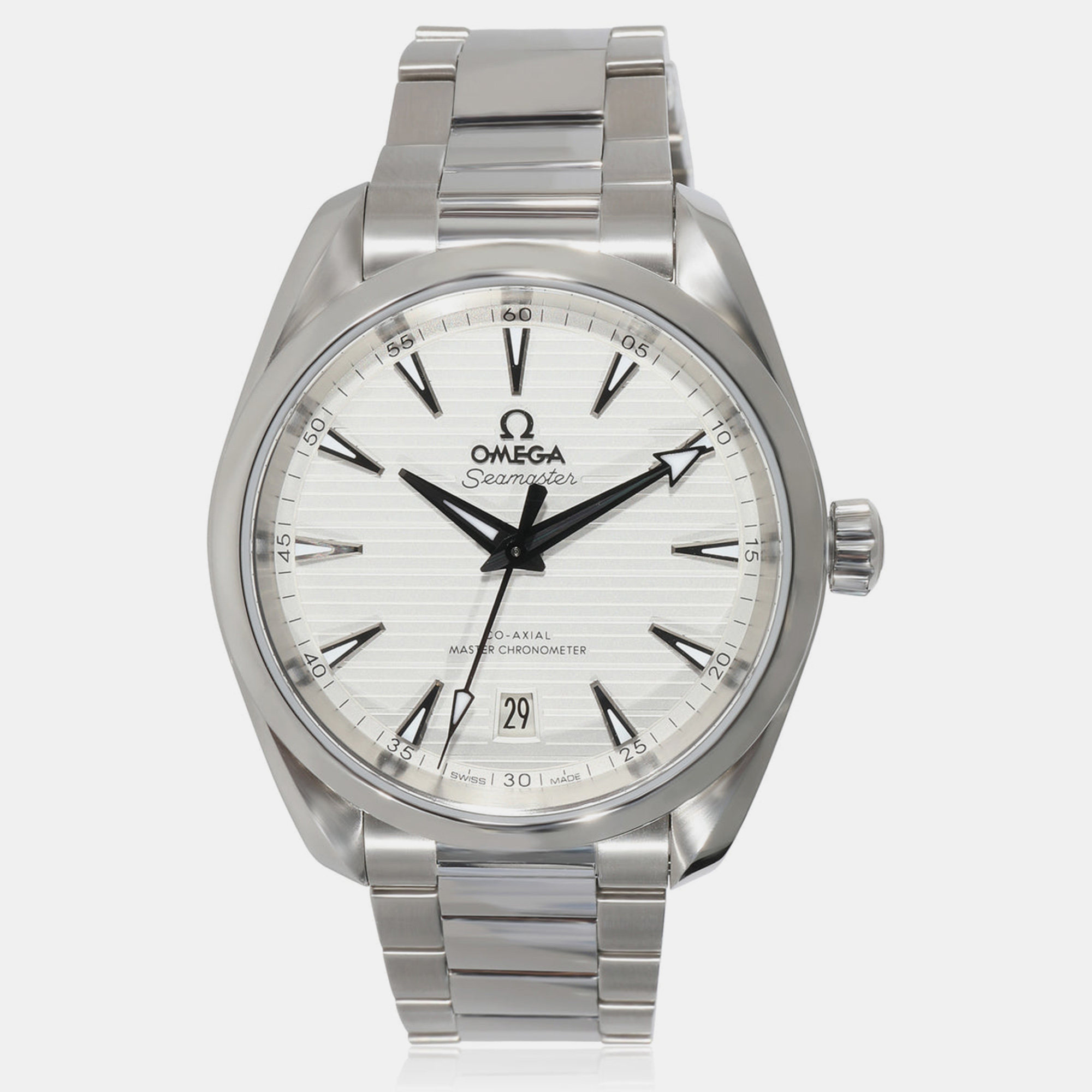 Omega silver stainless steel seamaster aqua terra 220.10.38.20.02.001 automatic men's wristwatch 38 mm