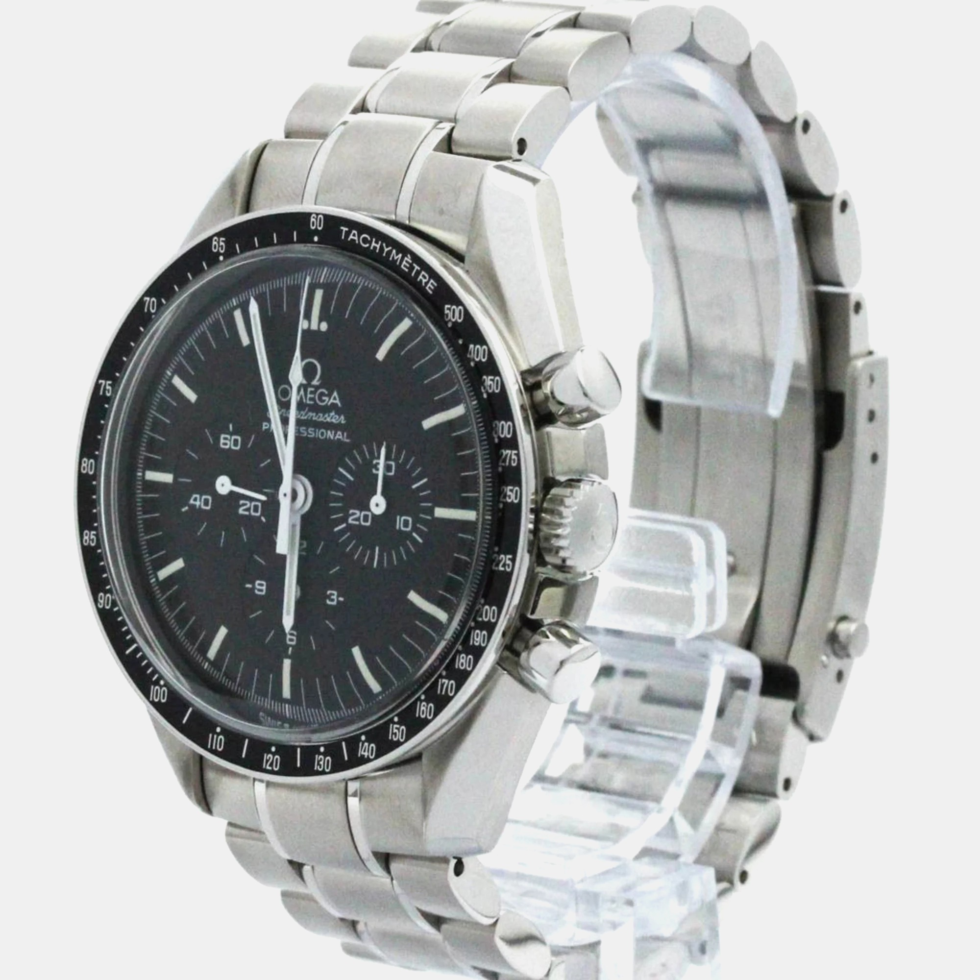 Omega Black Stainless Steel Speedmaster 3572.50 Manual Winding Men's Wristwatch 42