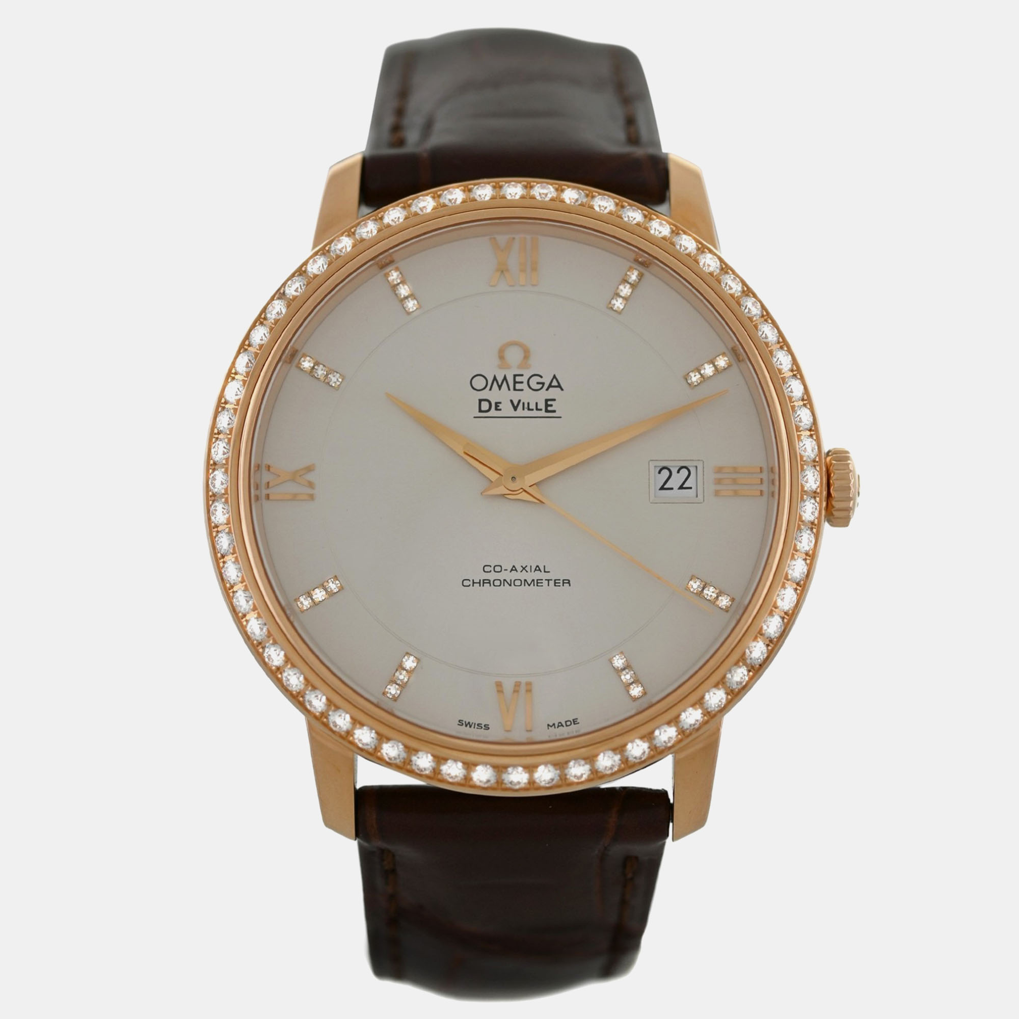 Omega De Ville 42458402052002 Automatic Cream diamonds 18k Rose gold Men's Wristwatch 39.5 mm
Omega De Ville 42458402052002 Automatic Cream diamonds 18k Rose gold Men's Wristwatch 39.5 mm