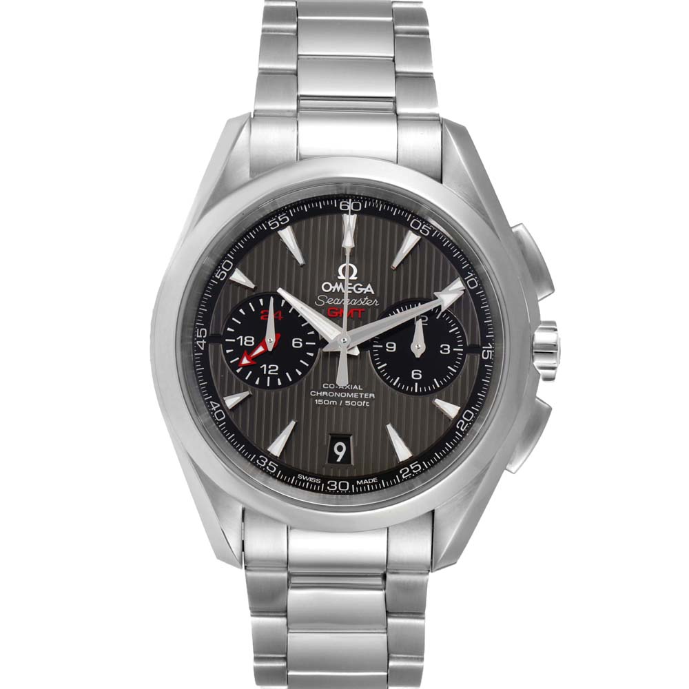 Omega Grey Stainless Steel Seamaster Aqua Terra GMT Chronograph 231.10.43.52.06.001 Men's Wristwatch 43 MM