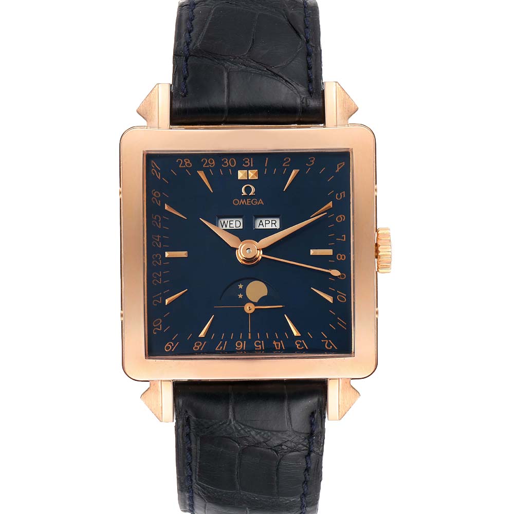 Omega Blue 18k Rose Gold Museum Collection 1951 Cosmic 5701.80.03 Men's Wristwatch 41.5 MM