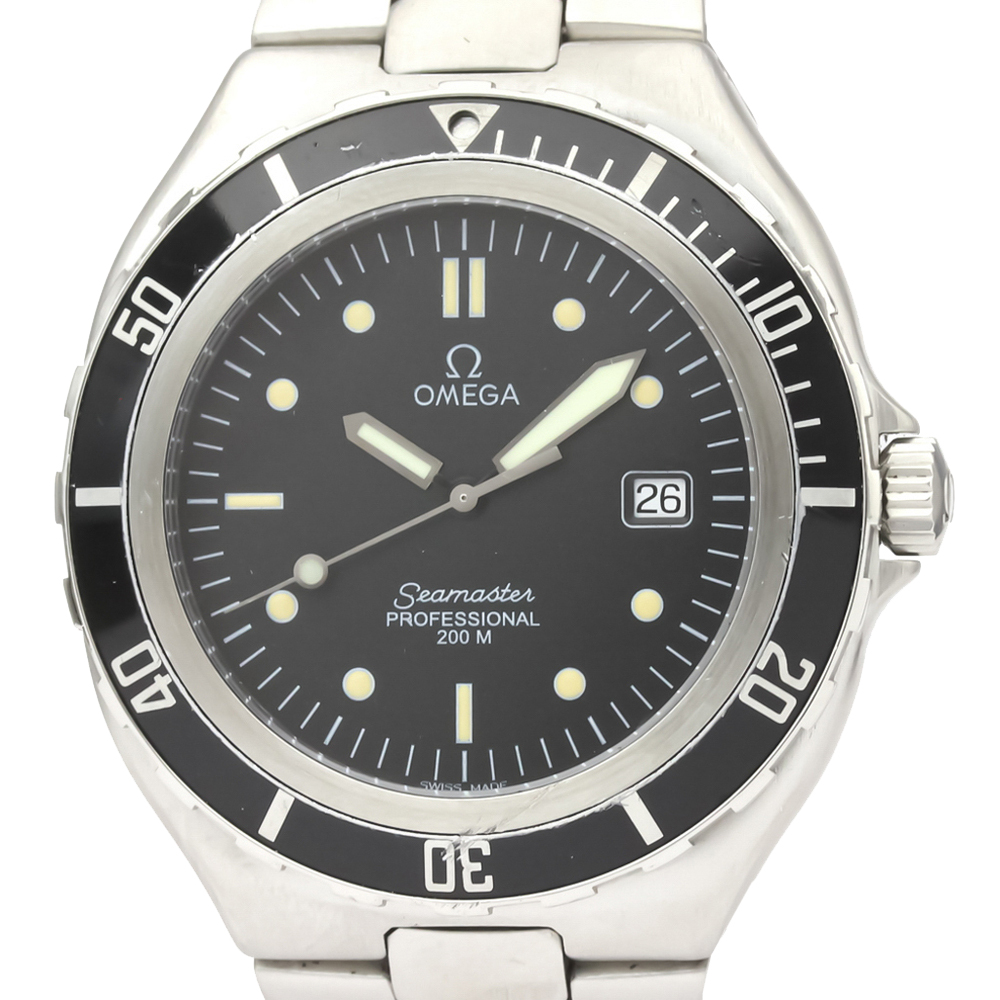 Omega Black Stainless Steel Seamaster 396.1062 Quartz Men's Wristwatch 38 MM