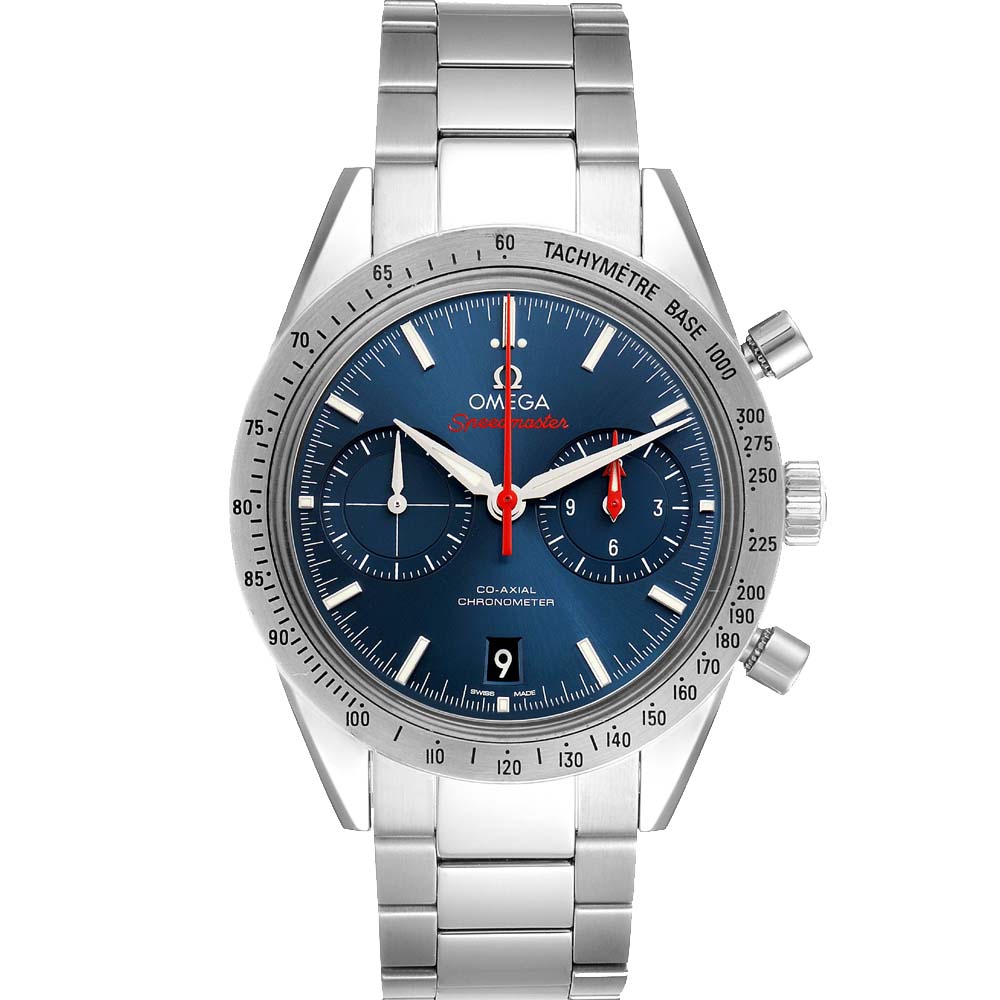 Omega Blue Stainless Steel Speedmaster 57 Co-Axial Chronograph 331.10.42.51.03.001 Men's Wristwatch 41.5 MM