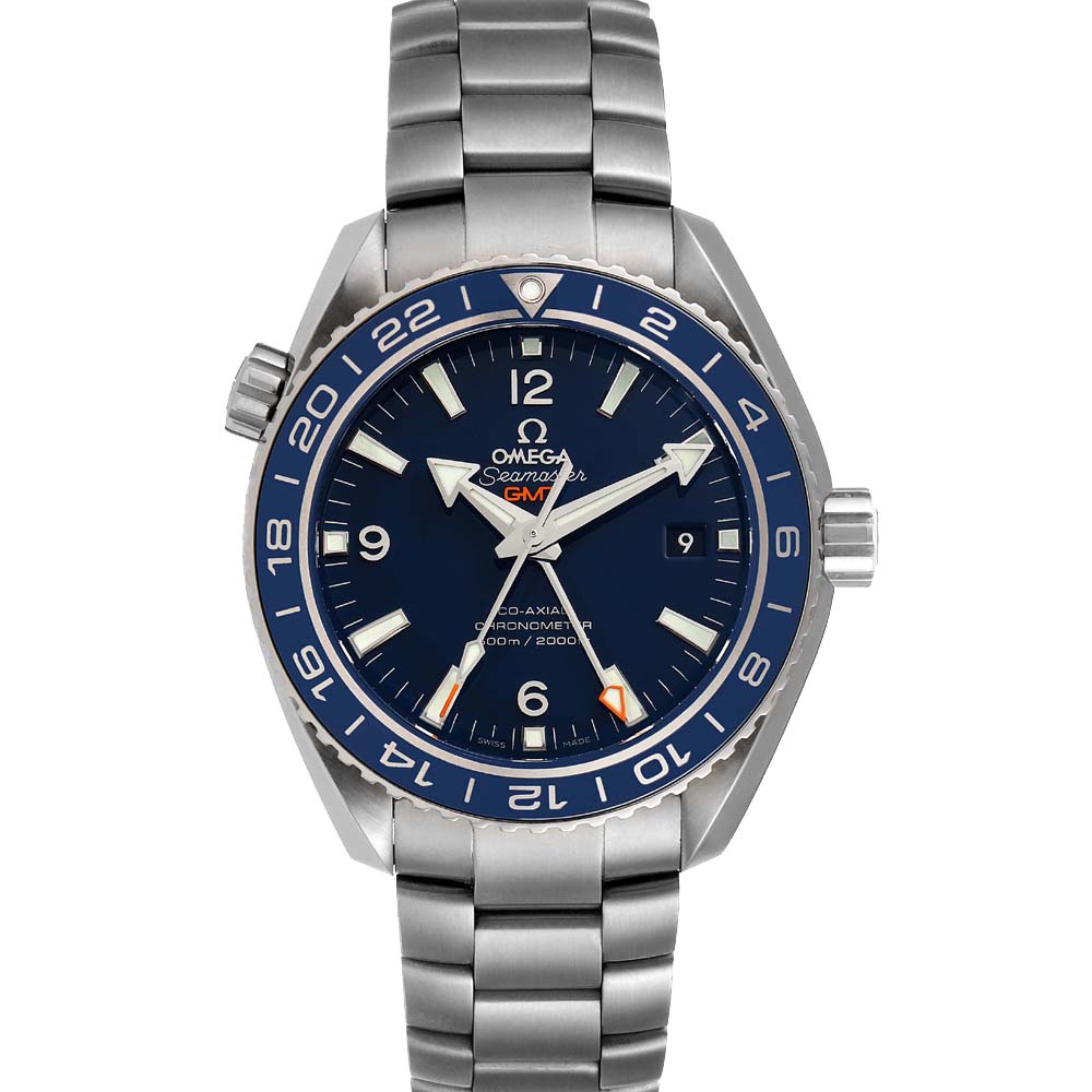 Omega Blue Stainless Steel Seamaster Planet Ocean GMT 232.90.44.22.03.001 Men's Wristwatch 43.5 MM