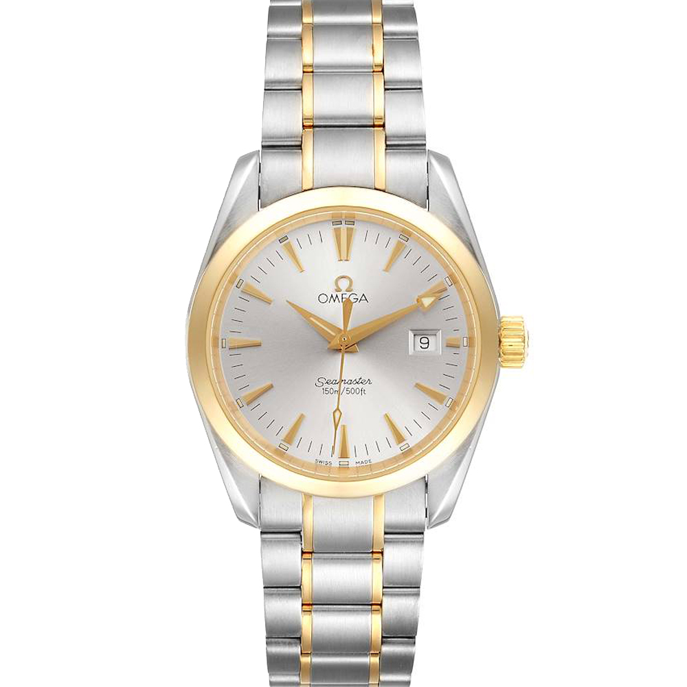 Omega Silver Stainless Steel Seamaster Aqua Terra Yellow Gold 2318.30.00 Men's Wristwatch 36 MM