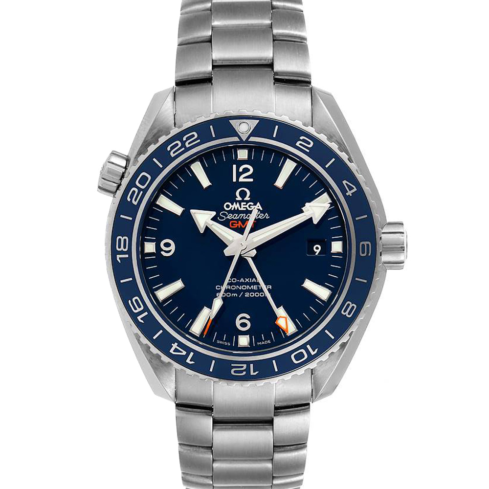 Omega Blue Titanium Seamaster Planet Ocean GMT 232.90.44.22.03.001 Men's Wristwatch 43.5 MM