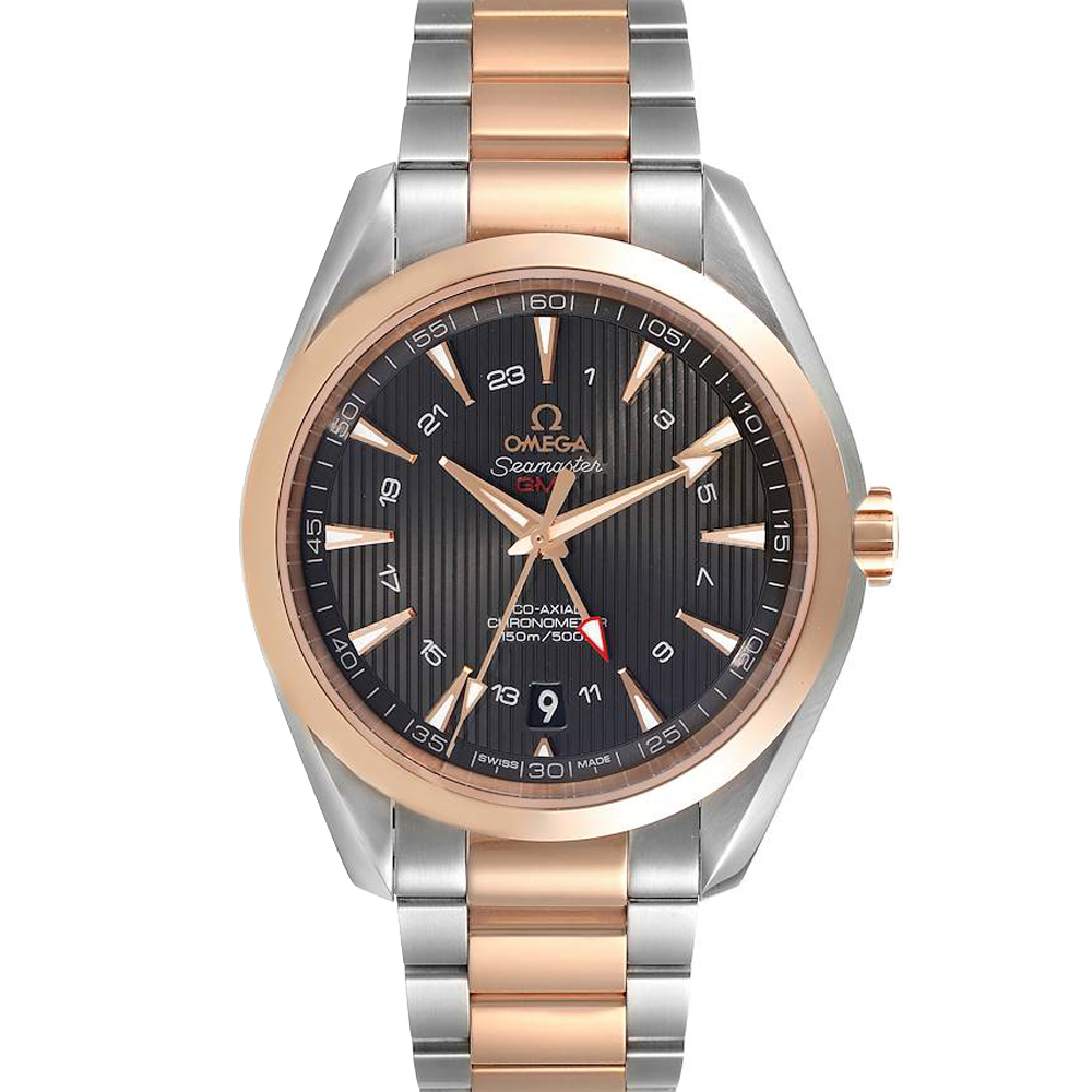 Omega Grey 18K Rose Gold And Stainless Steel Seamaster Aqua Terra GMT Co-Axial 231.20.43.22.06.003 Men's Wristwatch 43 MM