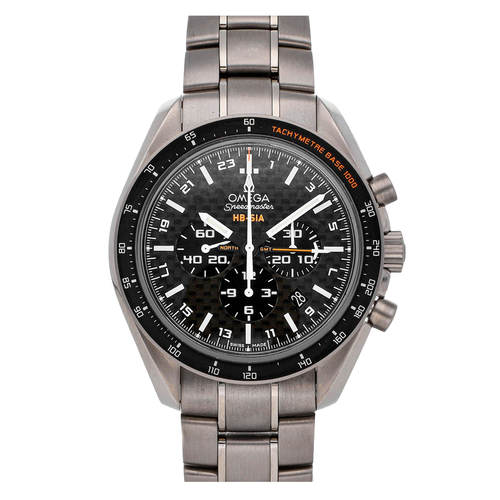 Omega Grey Titanium Speedmaster HB-SIA GMT Numbered Edition 321.90.44.52.01.001 Men's Wristwatch 44 MM