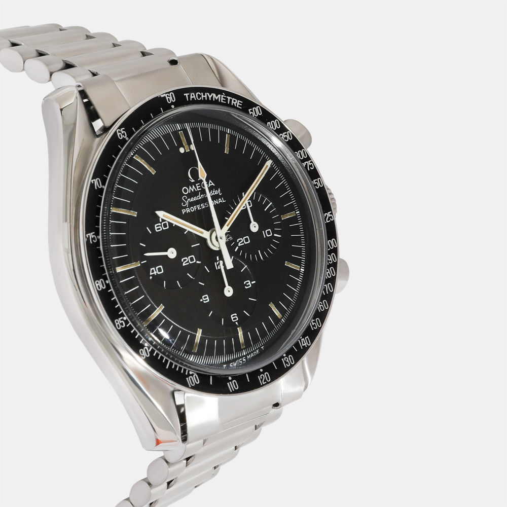 Omega Black Stainless Steel Speedmaster Professional 145.022-69 Manual Winding Men's Wristwatch 41 Mm