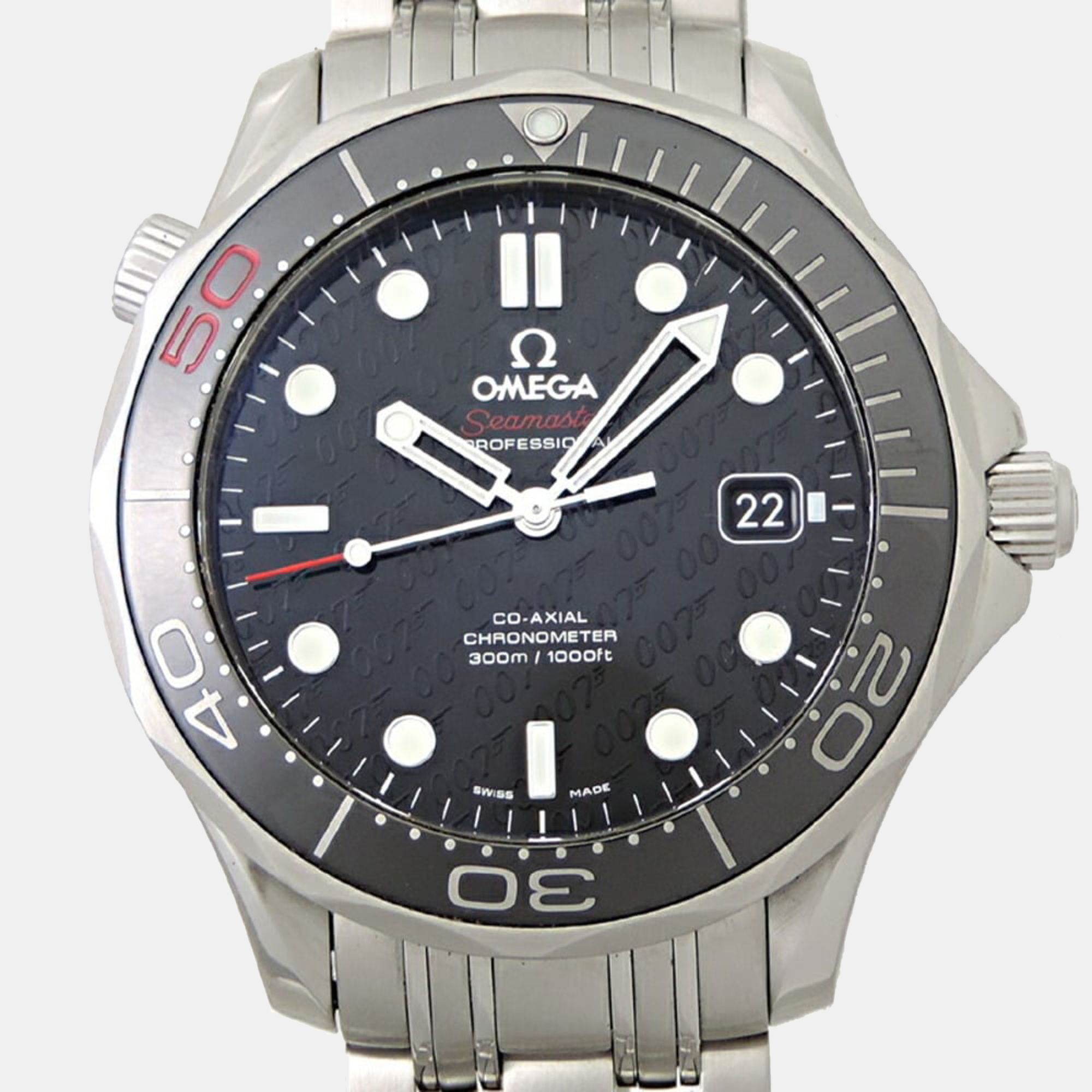 Omega Black Stainless Steel Seamaster Diver 212.30.41.20.01.005 Automatic Men's Wristwatch 41 Mm