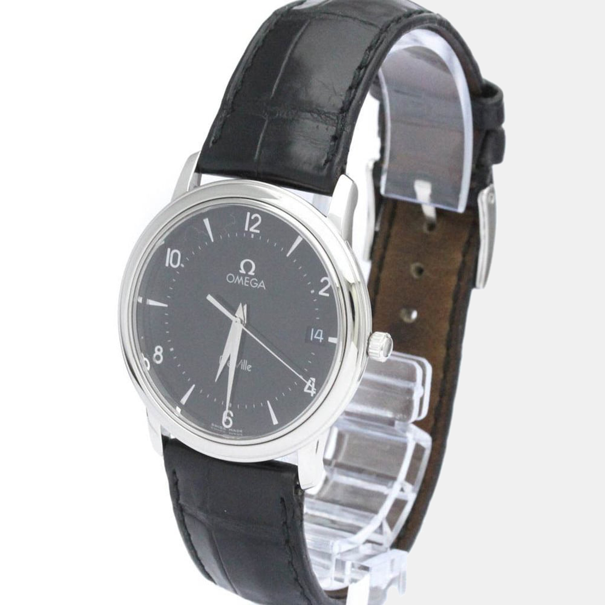 Omega Black Stainless Steel De Ville 4810.50.01 Men's Wristwatch 34 Mm