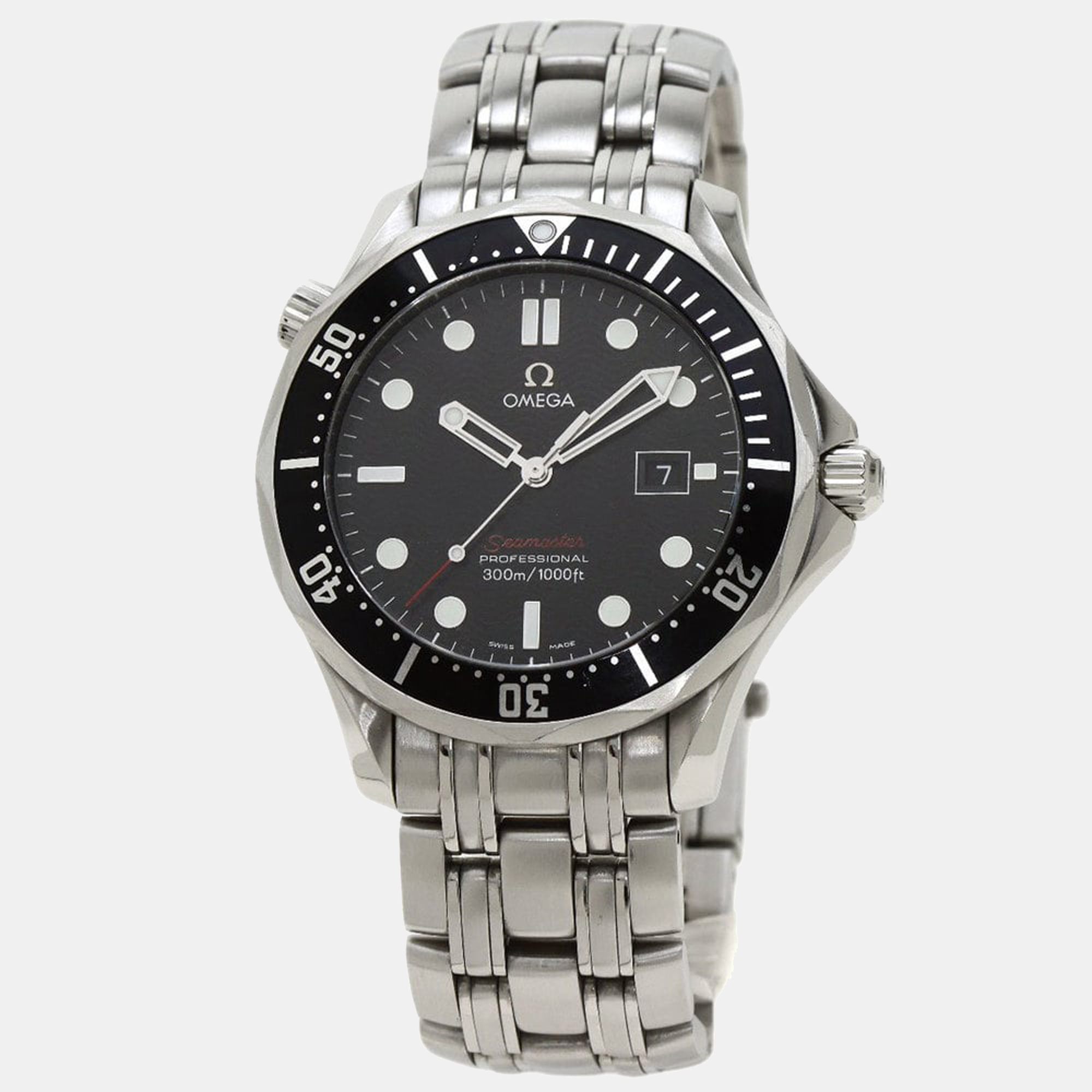 Omega Black Stainless Steel Seamaster 212.30.41.61.01.001 Men's Wristwatch 36 Mm