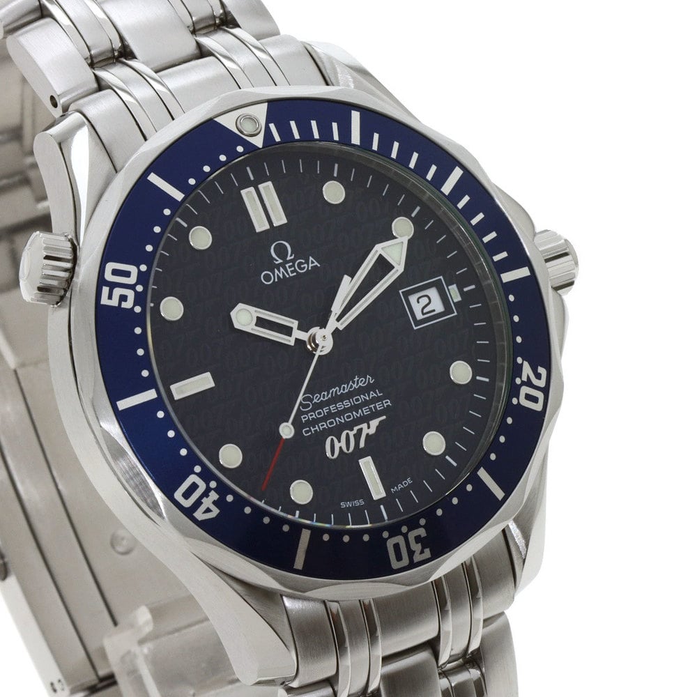 Omega Blue Stainless Steel Seamaster 2537.80 Men's Wristwatch 41.5 Mm