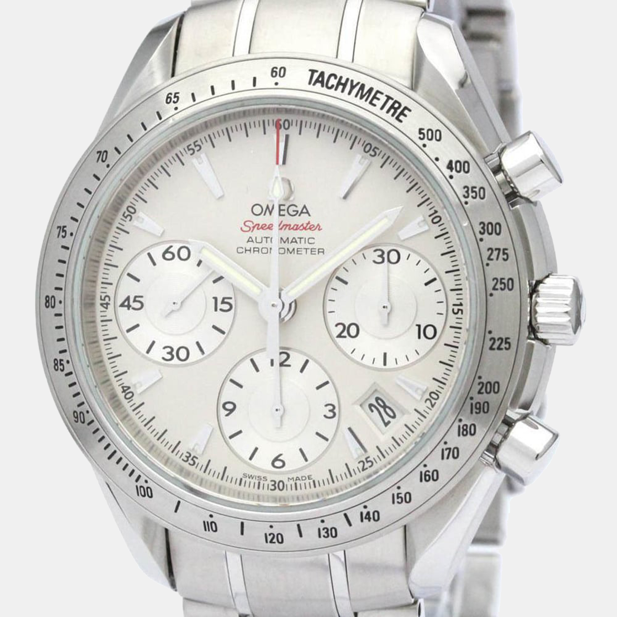 Omega Silver Stainless Steel Speedmaster Date 323.10.40.40.02.001 Men's Wristwatch 40 Mm
