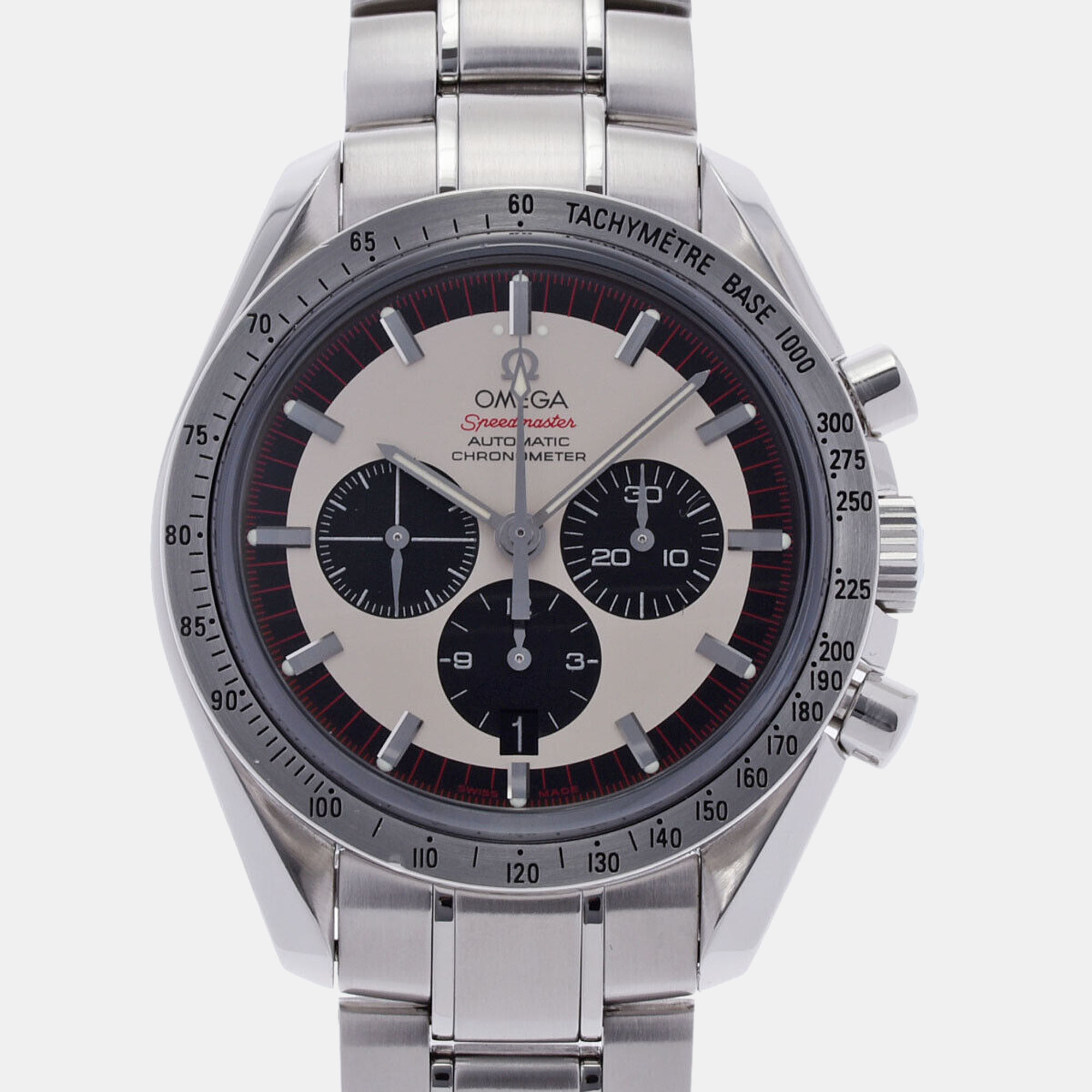 Omega white stainless steel speedmaster 3559.32 men's wristwatch 42 mm