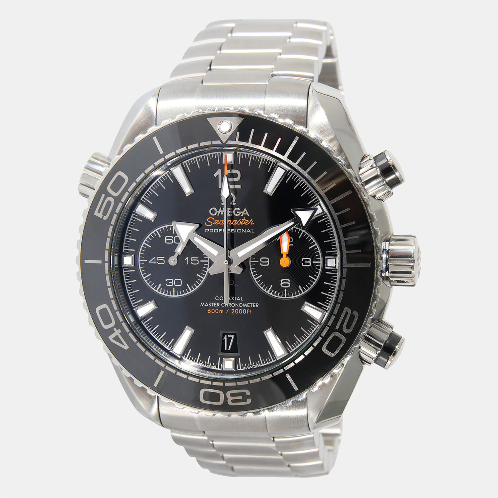 Omega Black Stainless Steel Seamaster Planet Ocean 215.30.46.51.01.001 Men's Wristwatch 38 Mm