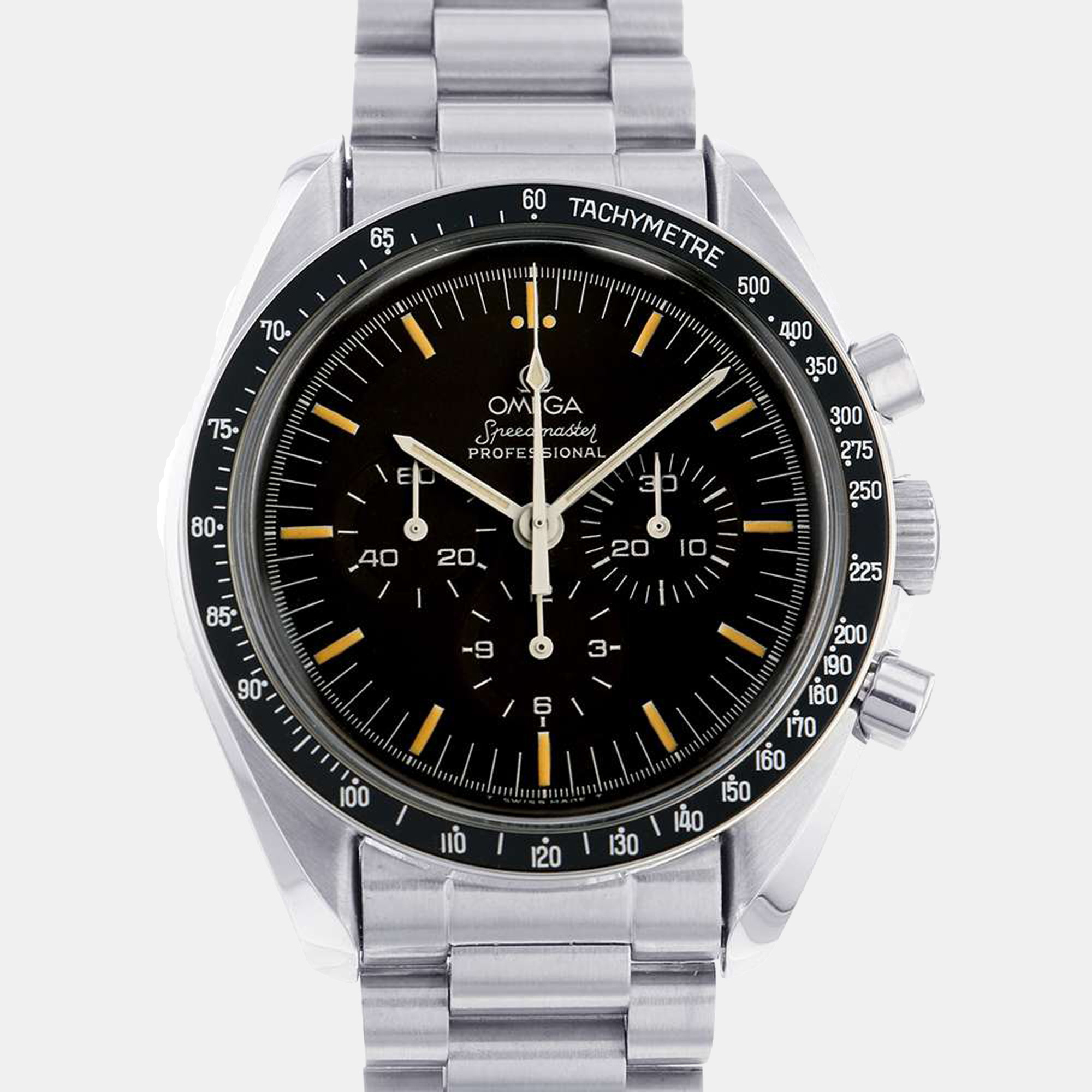 Omega Black Stainless Steel Speedmaster ST145.0022 Men's Wristwatch 42 Mm